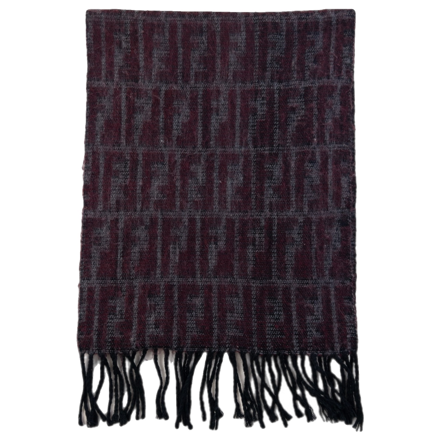 Vintage 90s Fendi Monogram Wool Tassel Scarf Size One Size