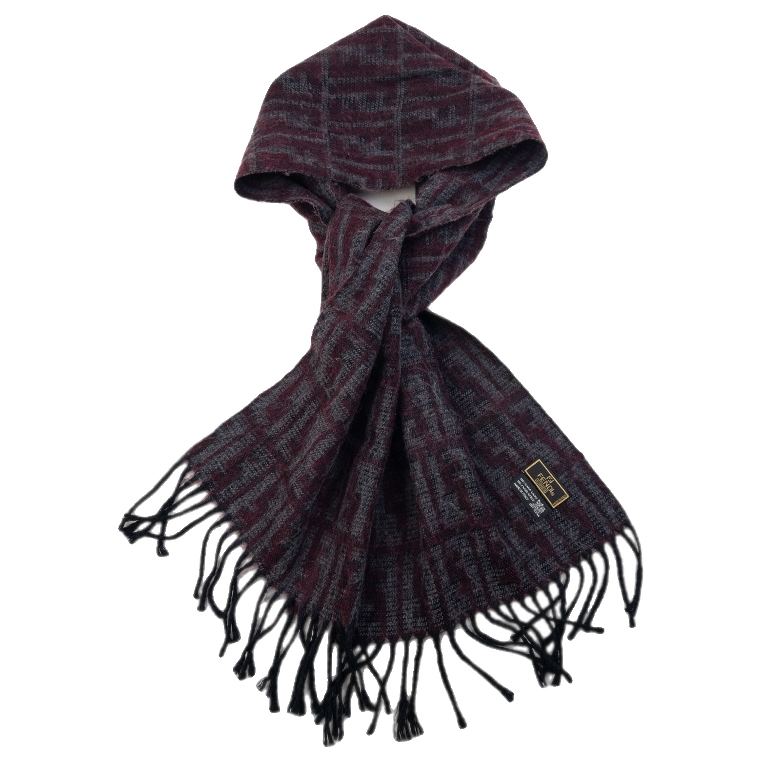 Vintage 90s Fendi Monogram Wool Tassel Scarf Size One Size image 4