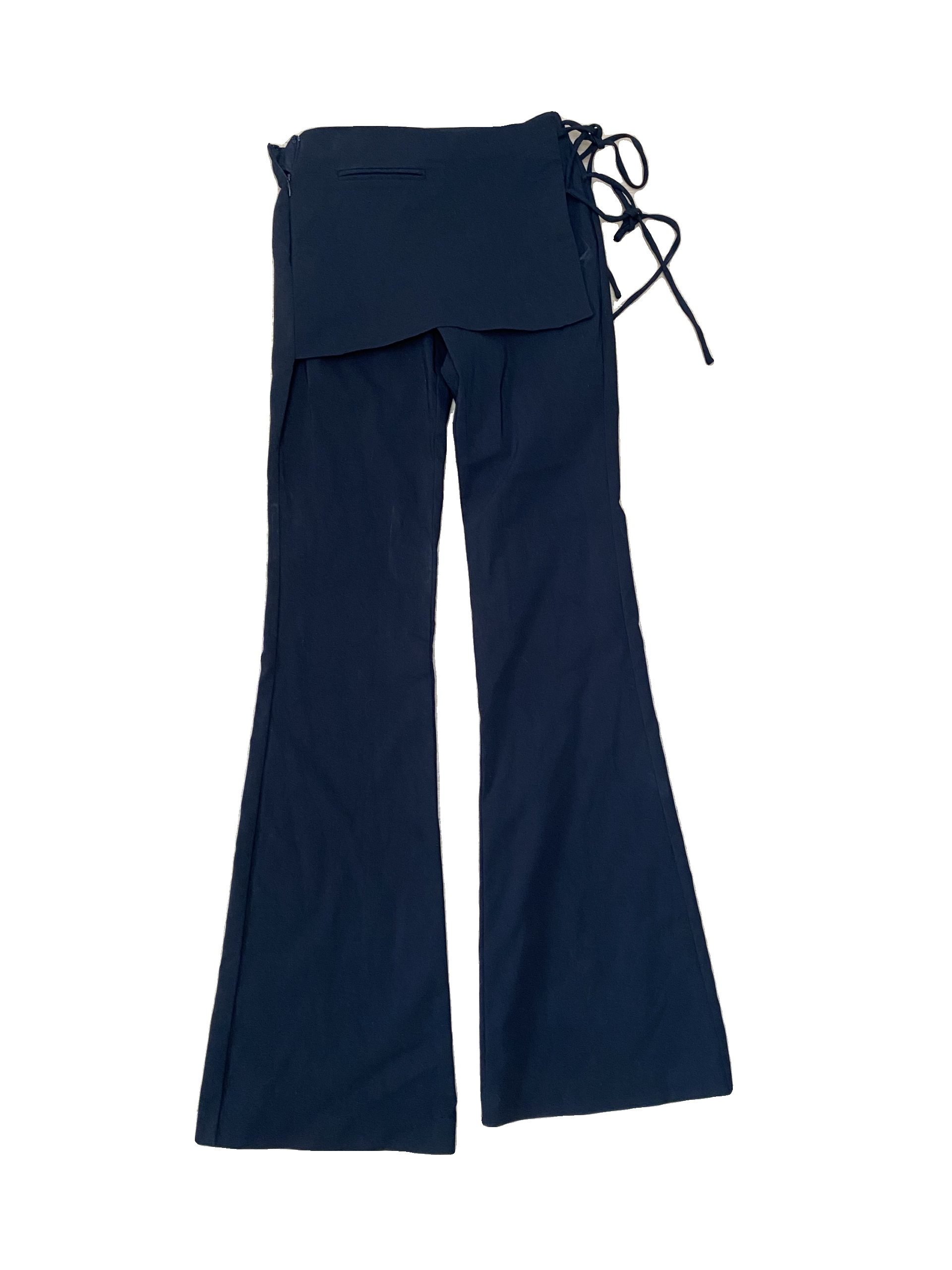 Y2K Black Flare Leg Wraparound Skirt Trousers size S image 2