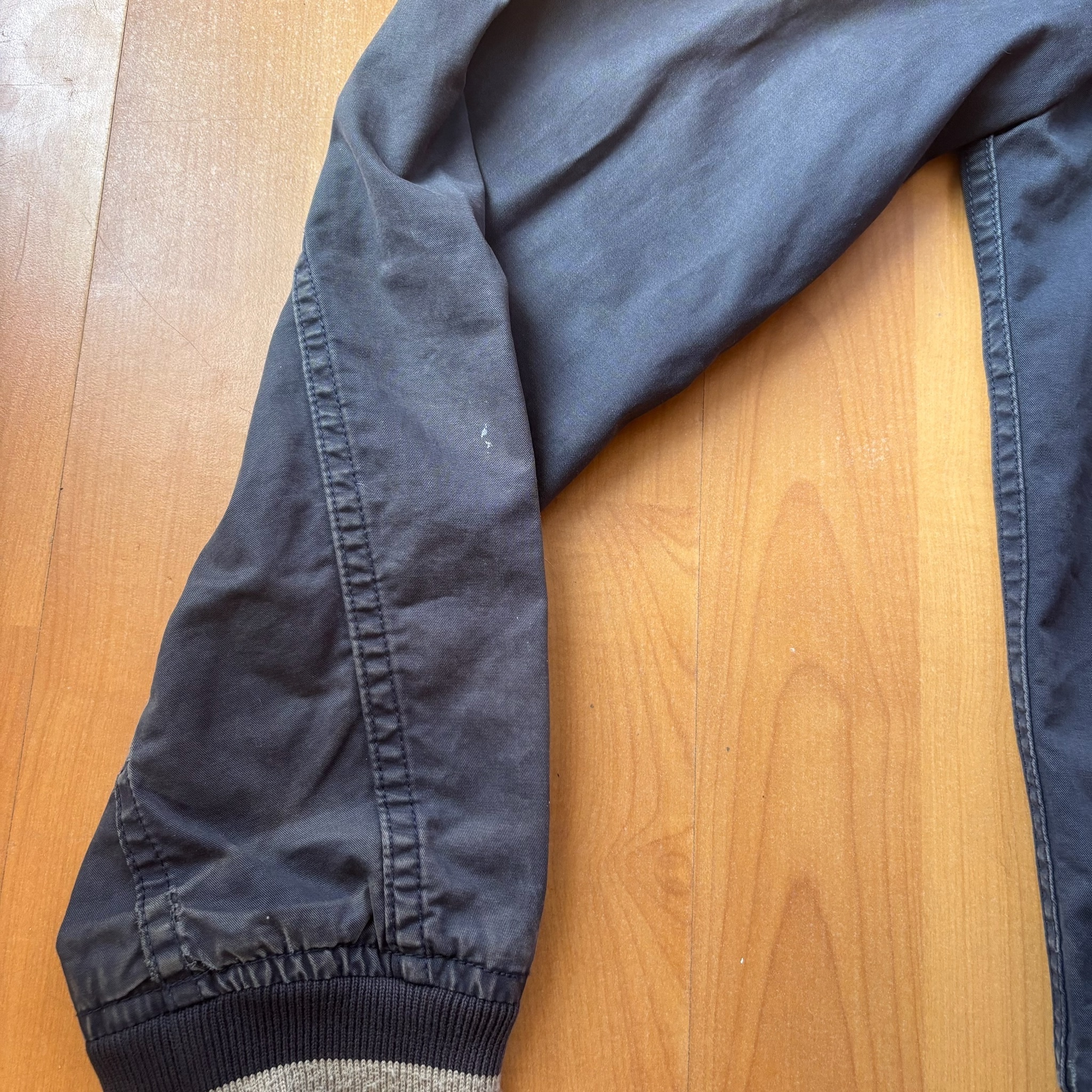 Vintage Faded Hartford Navy Blue Bomber Jacket Medium Striped Rib Cuffs image 8