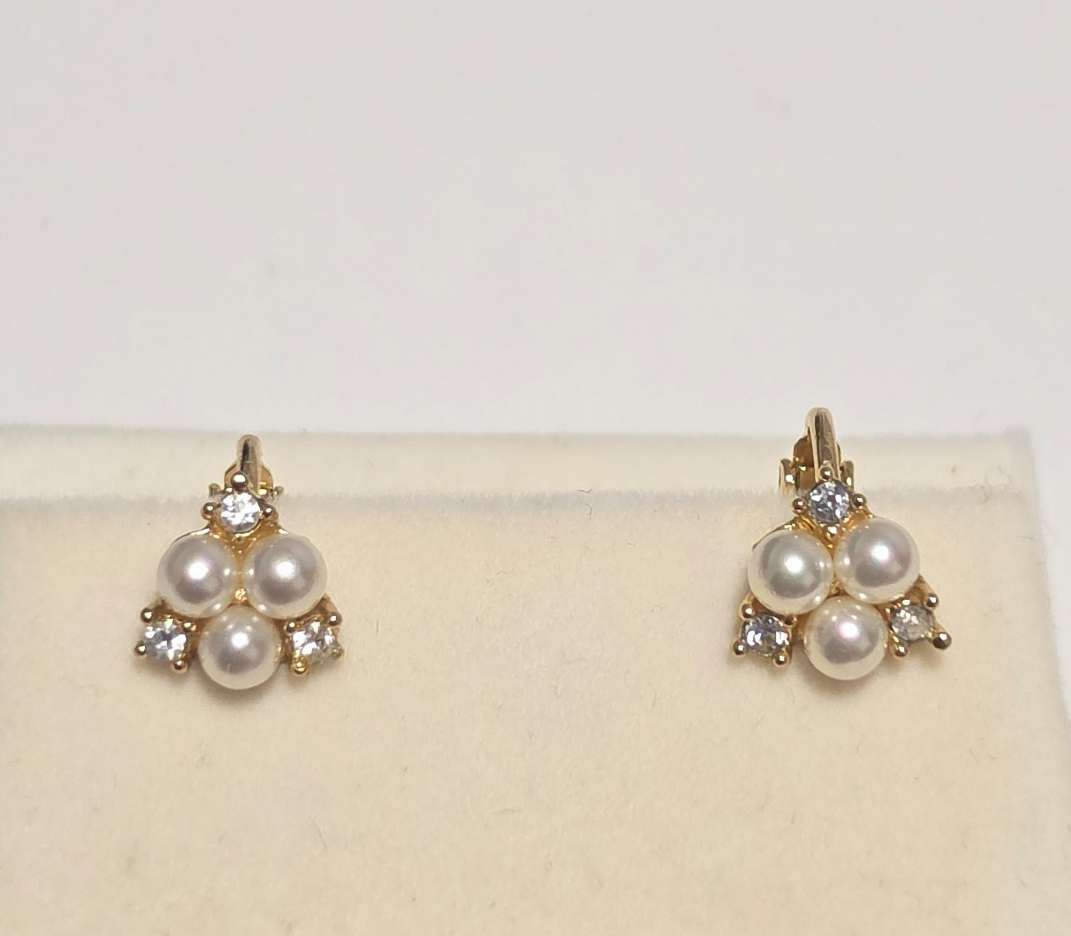 Christian Dior germany Gold Tone Pearl & Crystal Clip-On Earrings