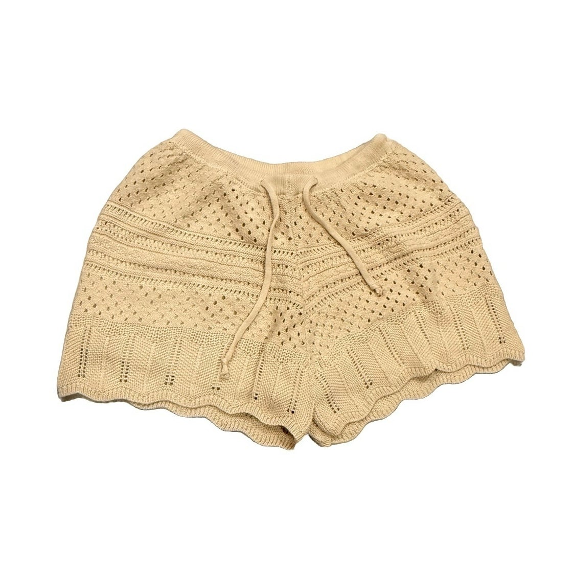 Paper Closet cream Crochet Knit Shorts Sz small Drawstring Waist
