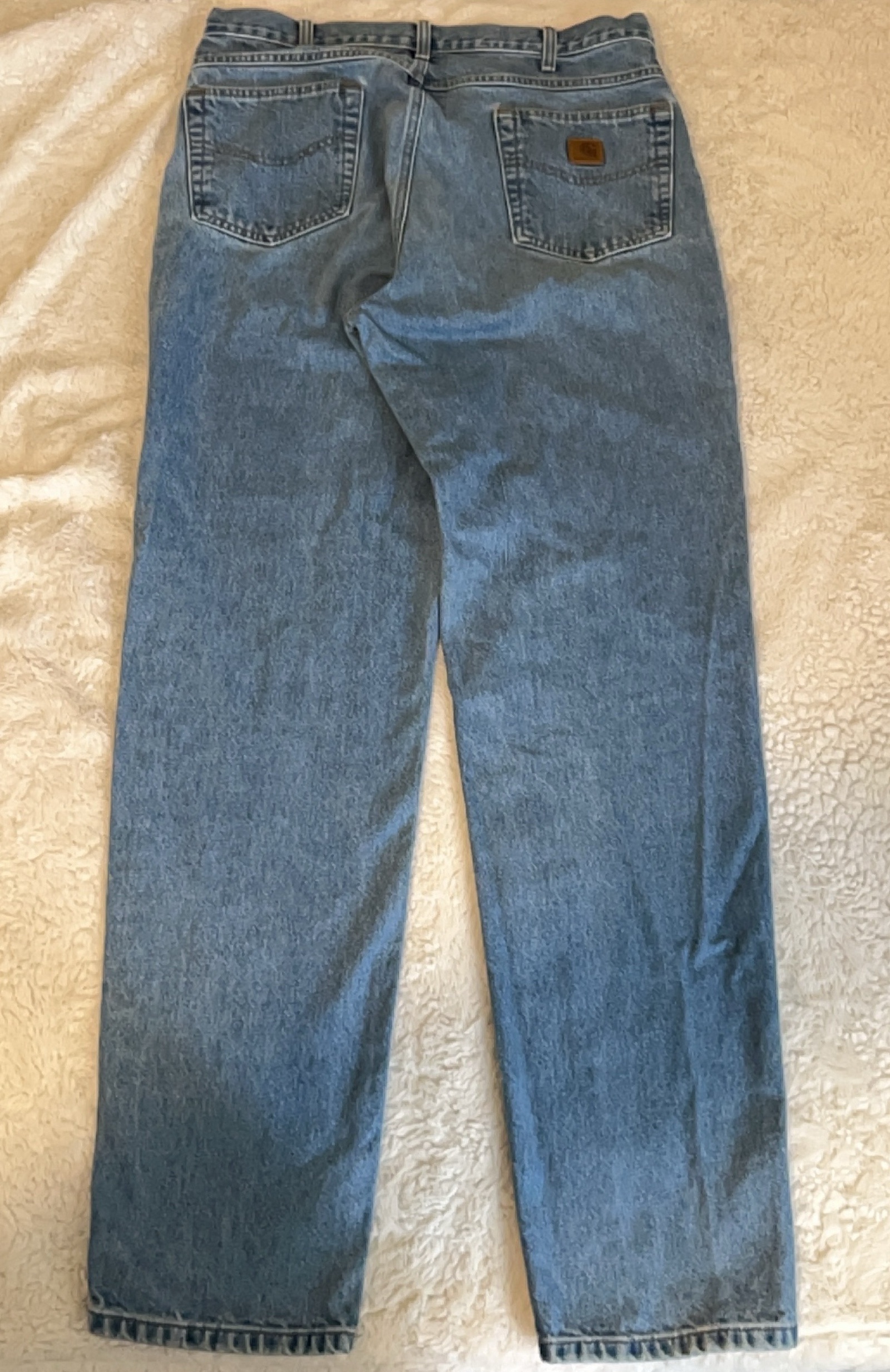 Carhartt Men's W36 L36 Blue Straight Leg Denim Jeans Durable Workwear