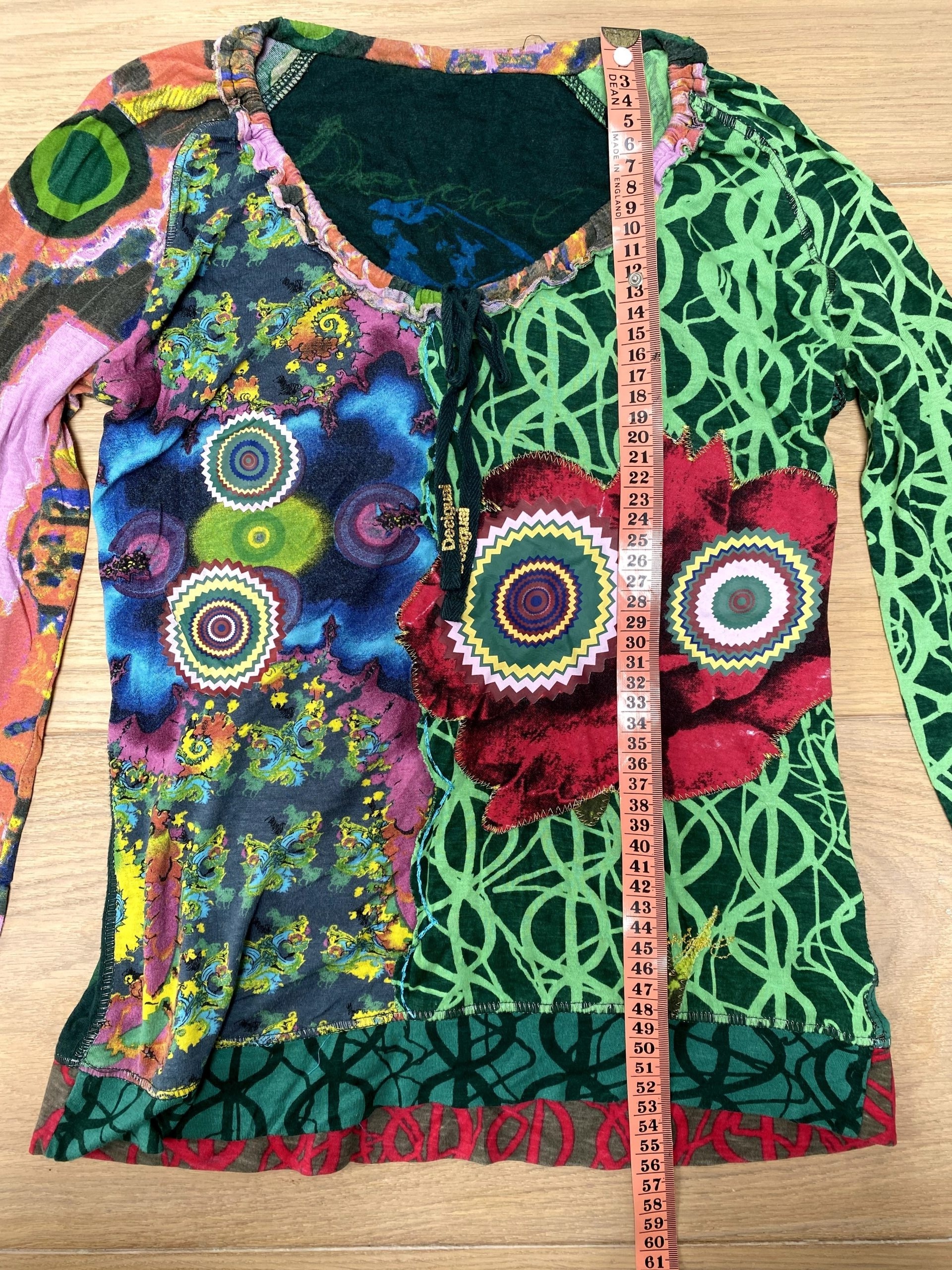 Y2K Vintage Desigual Multi Colour Printed Long Sleeve Top Small Artistic Floral Design image 4
