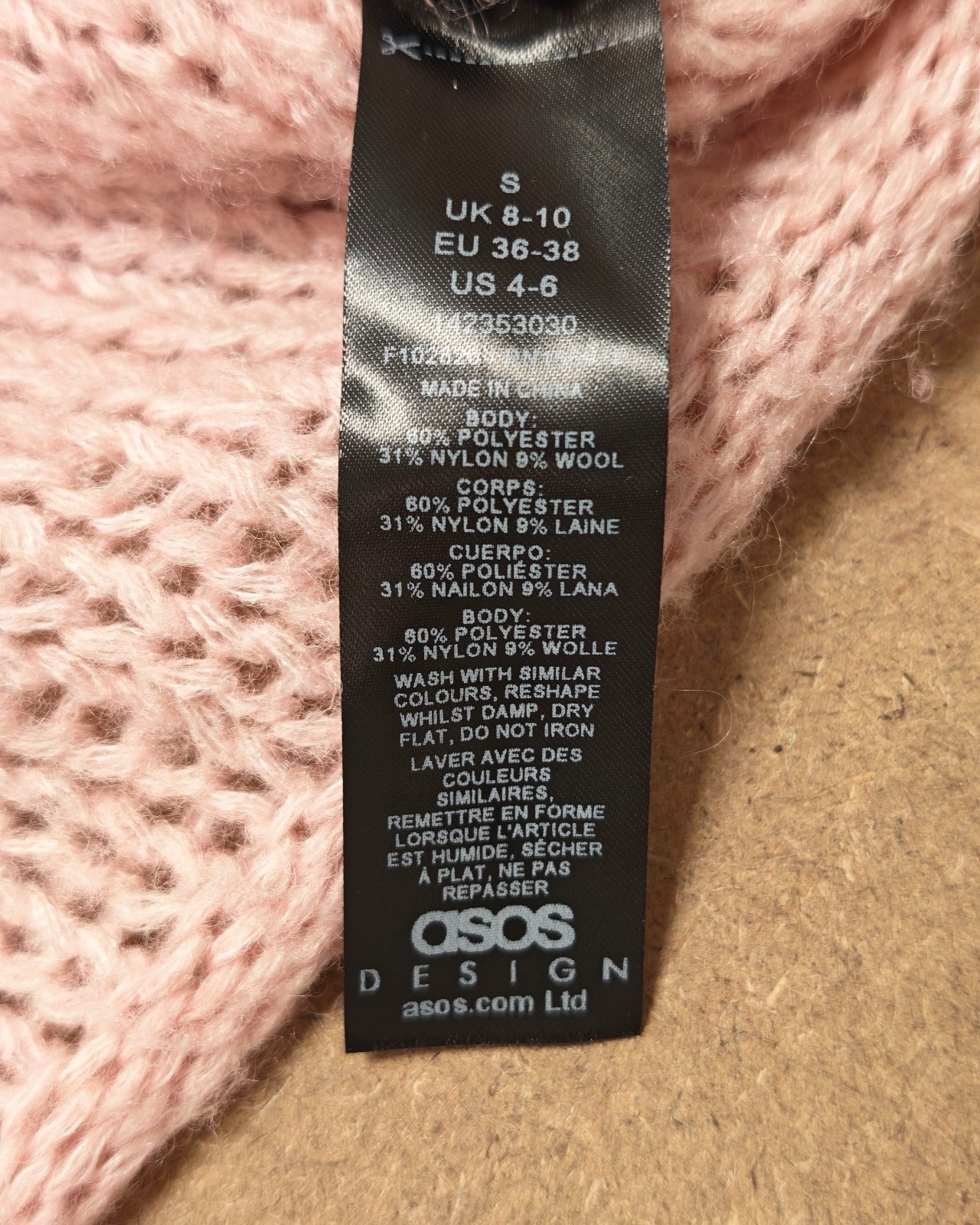 ASOS Pink Wool Blend Knit Jumper Small UK 8-10 Soft Cozy image 4