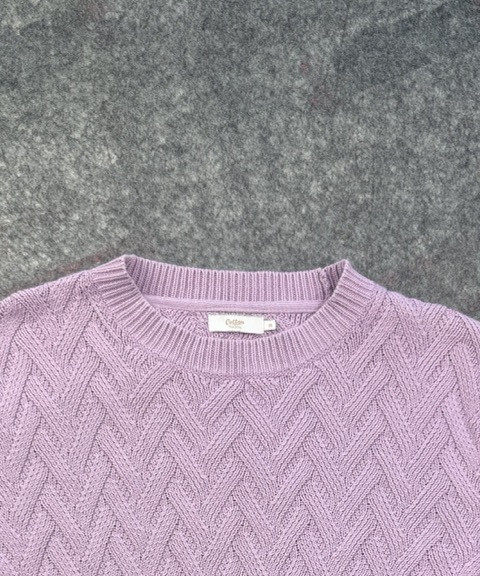 Cotton Traders Lilac Cable Knit Jumper Women’s M 100% Cotton image 7