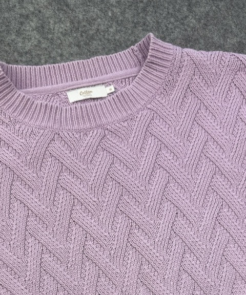 Cotton Traders Lilac Cable Knit Jumper Women’s M 100% Cotton image 9