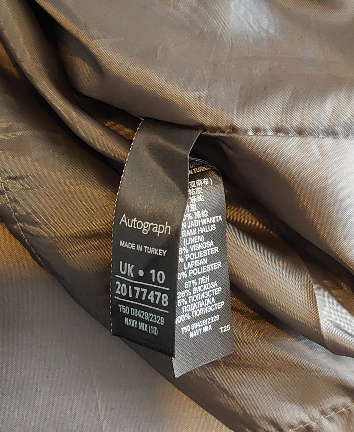 Autograph Marks & Spencers Blue Brown & Beige Striped Sleeveless Dress UK 10 Y2K image 10