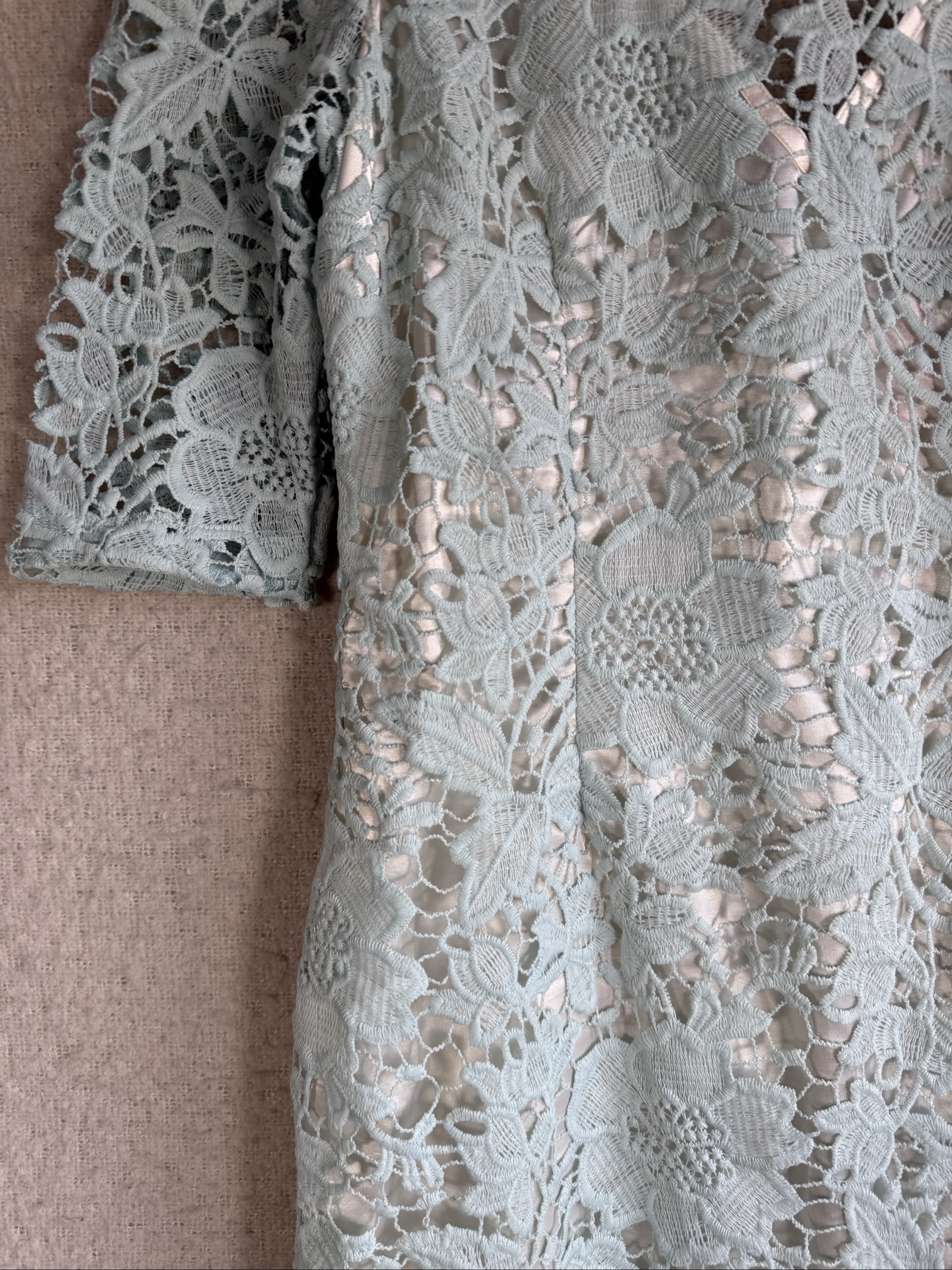 Lipsy Mint Green Lace Dress UK 10 Floral Half Sleeve Occasion Dress image 3