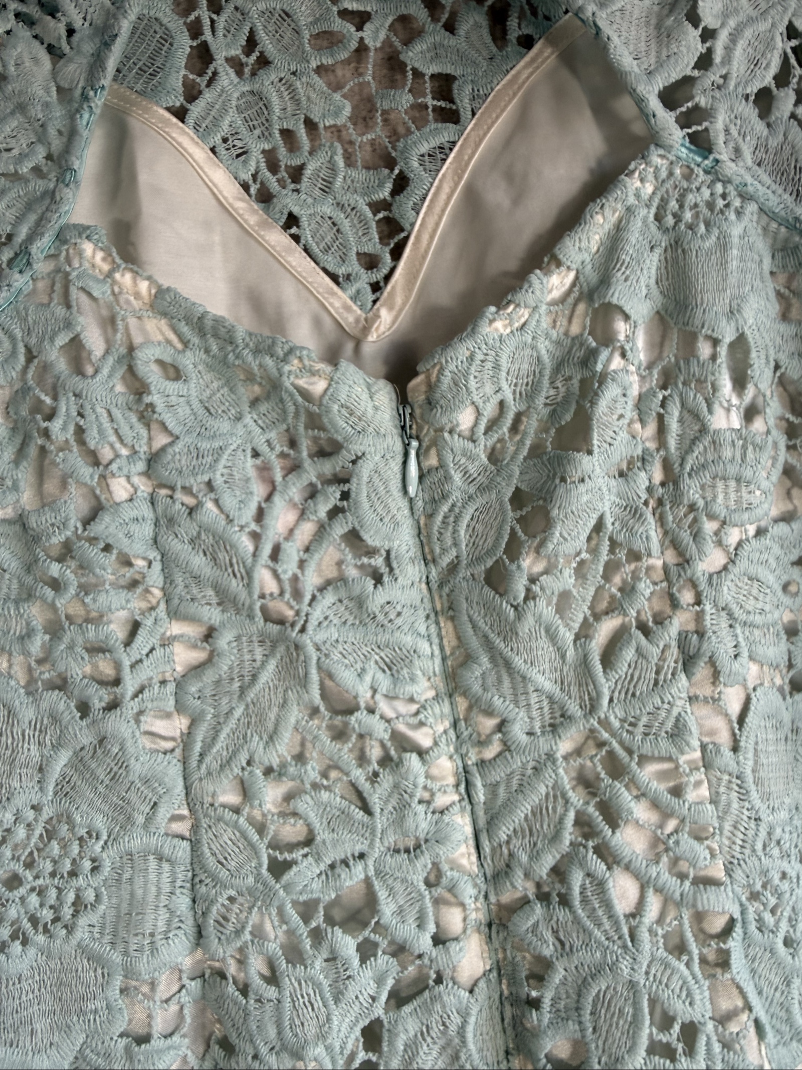 Lipsy Mint Green Lace Dress UK 10 Floral Half Sleeve Occasion Dress image 6