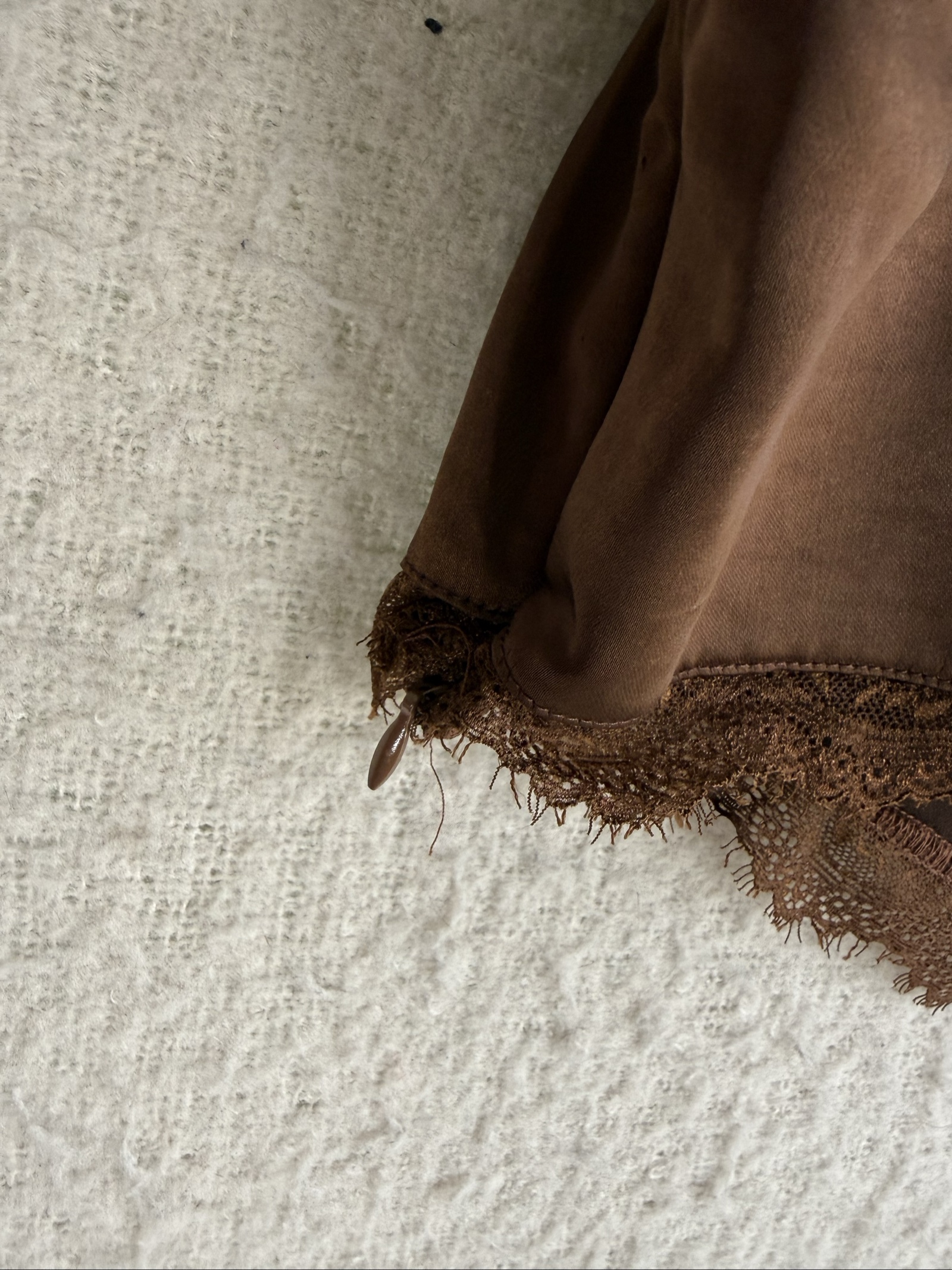Motel Satin Brown Lace Trim Crop Top Brown Medium Soft Satin Crop Top image 5