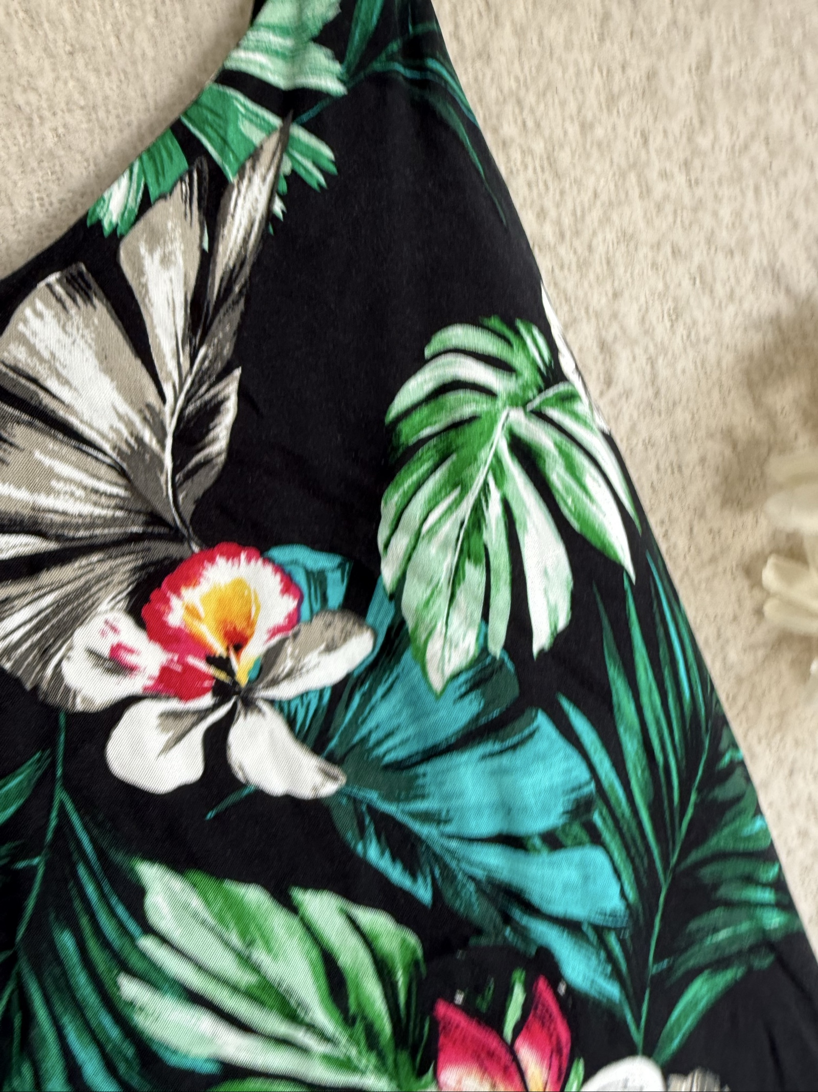 F&F Black Floral Print Sleeveless Cami Top UK 12 Summer Casual V-Neck image 2