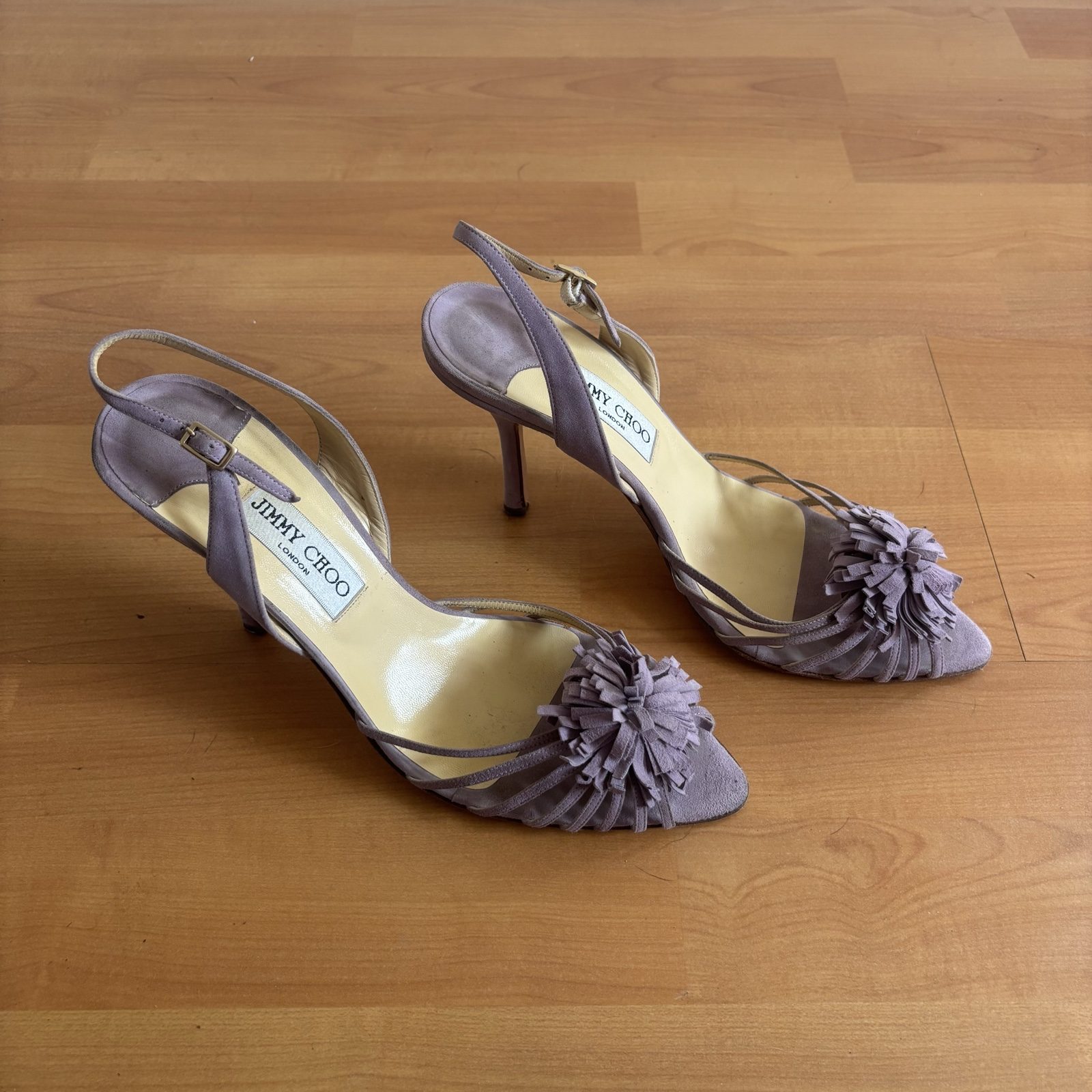 Jimmy Choo Lavender Lilac Suede Slingback Heels Size 40.5