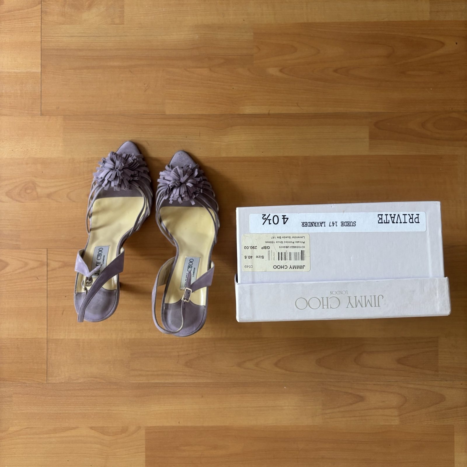 Jimmy Choo Lavender Lilac Suede Slingback Heels Size 40.5 image 4