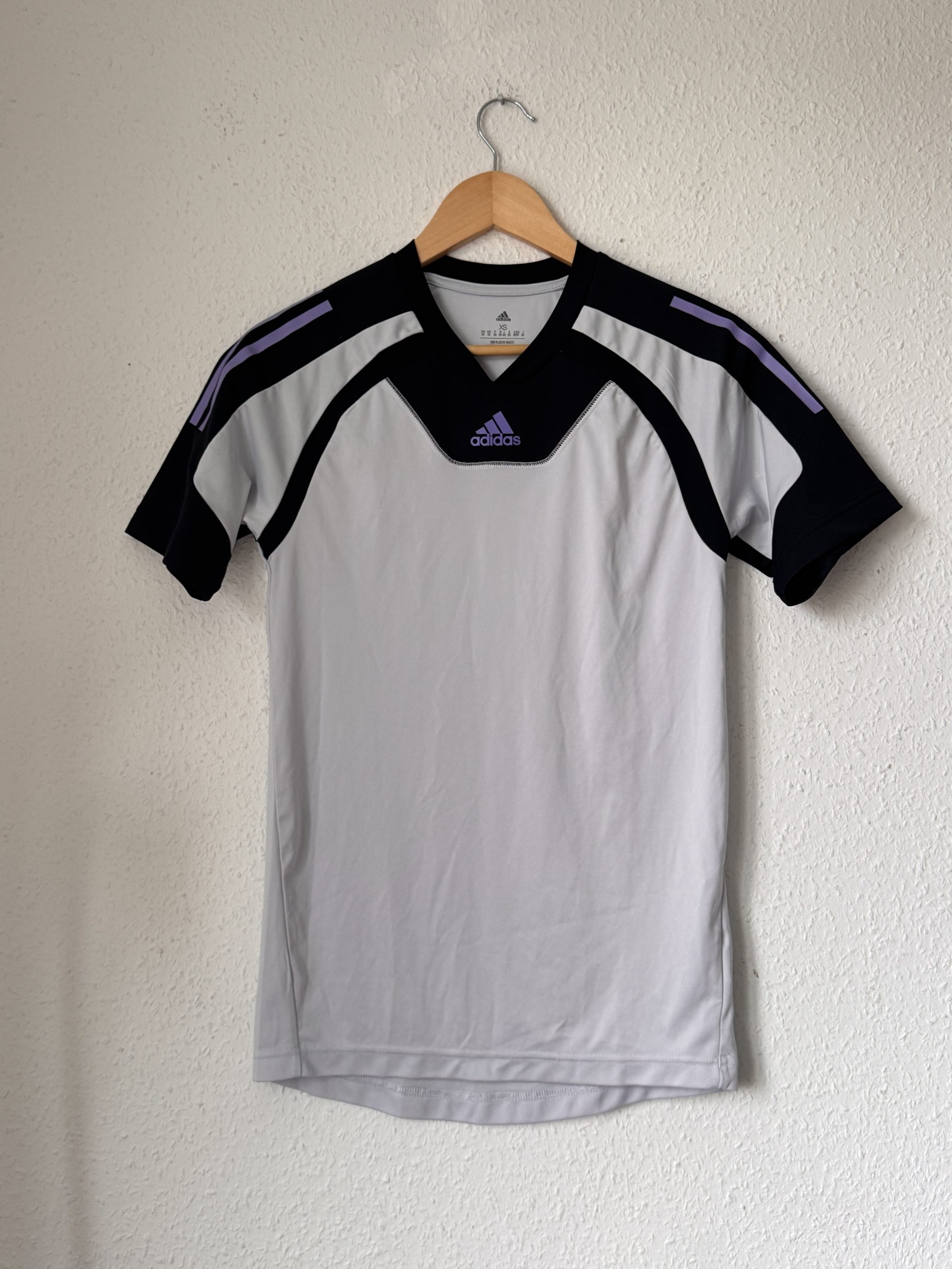 Adidas White & Black & Purple Sports Jersey XS -2875