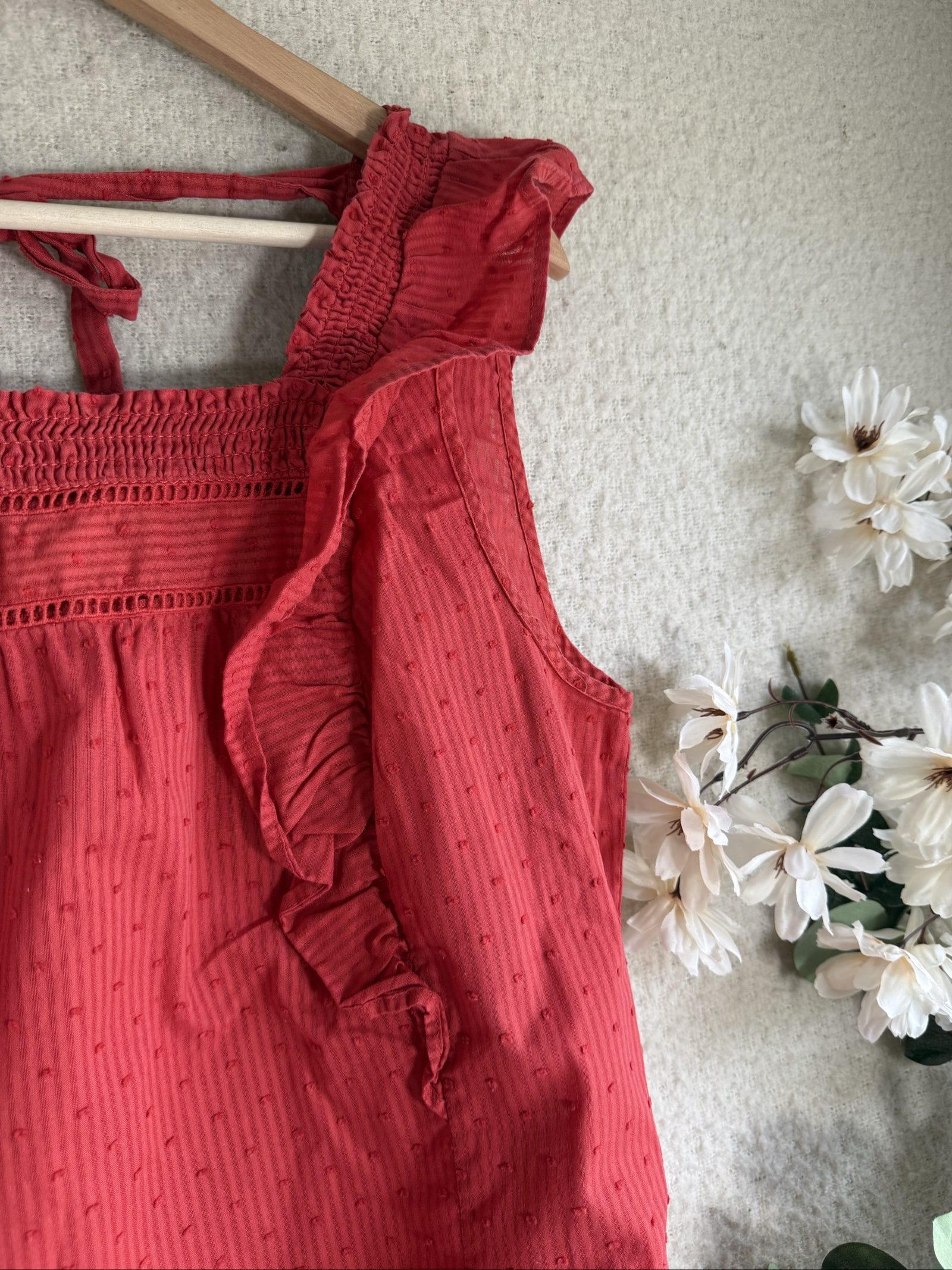 F&F Red Ruffle Sleeveless Top UK 16 Summer Casual Lightweight Blouse image 2