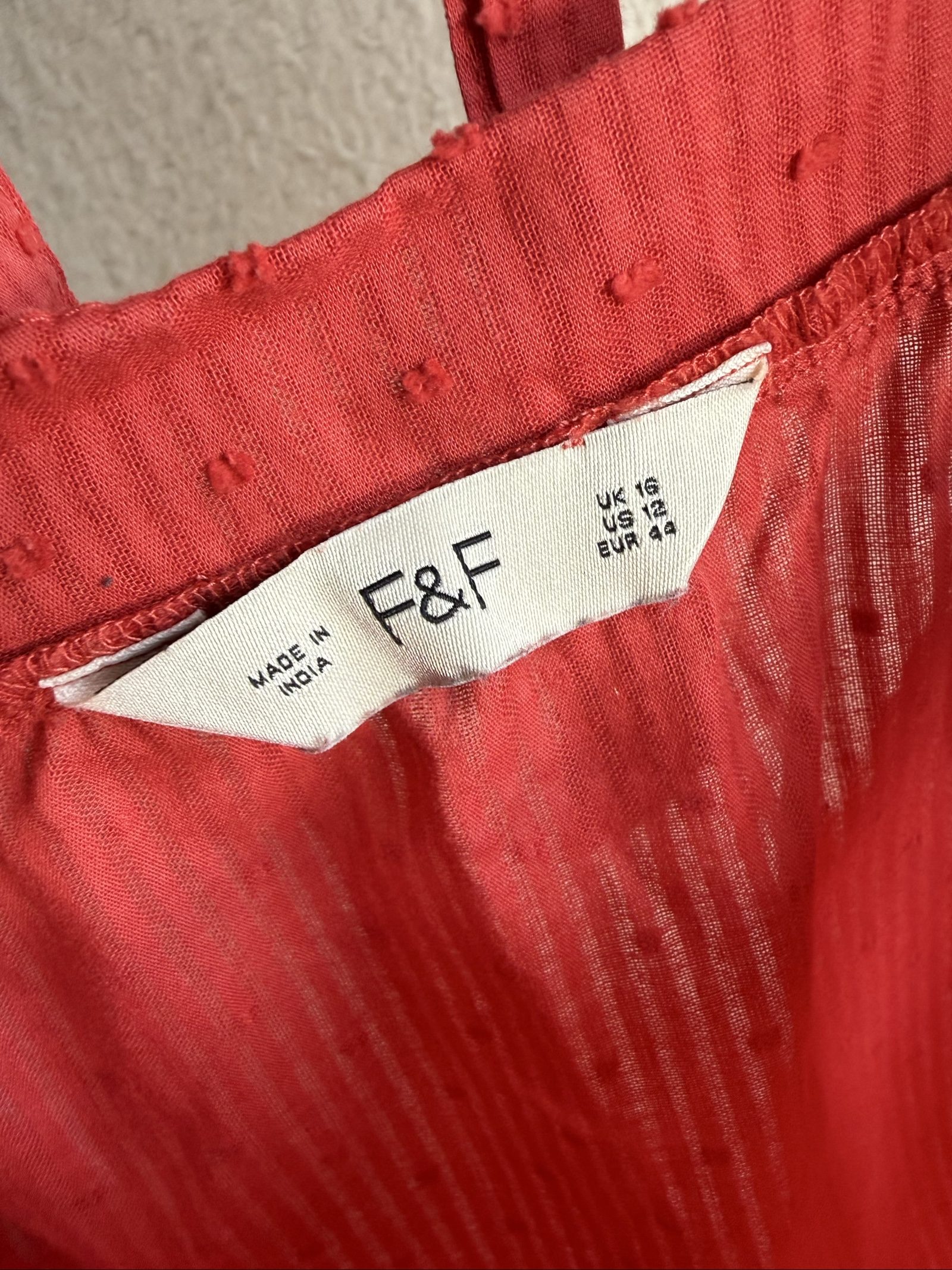 F&F Red Ruffle Sleeveless Top UK 16 Summer Casual Lightweight Blouse image 3