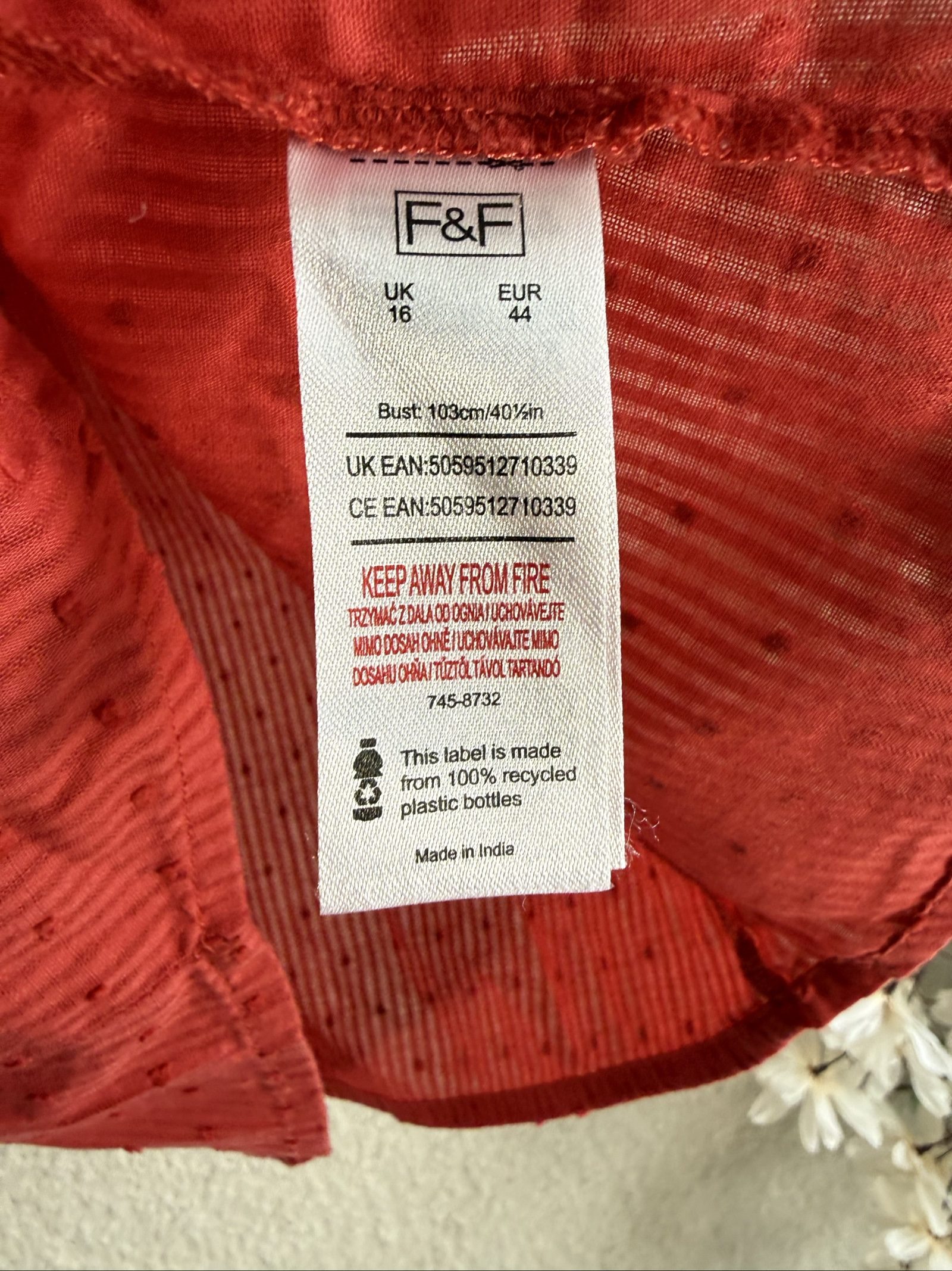 F&F Red Ruffle Sleeveless Top UK 16 Summer Casual Lightweight Blouse image 6