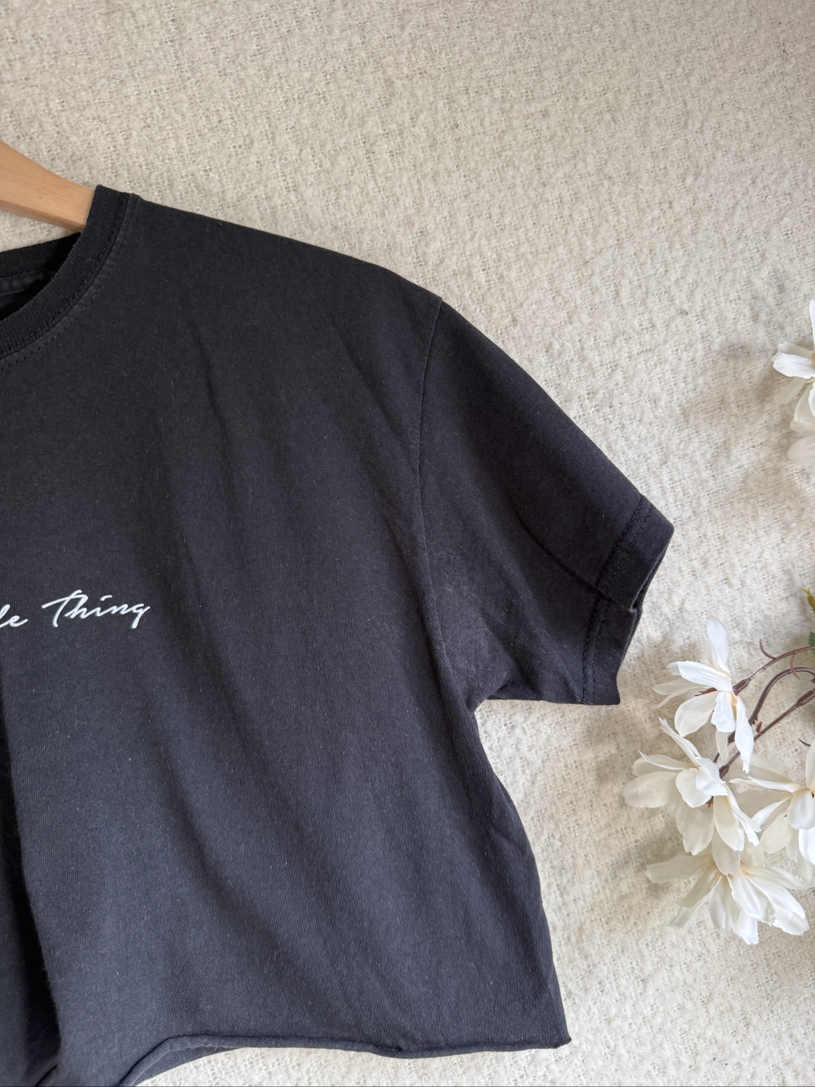 PrettyLittleThing Black Crop T-Shirt UK 8 Cotton Casual Summer Top image 2