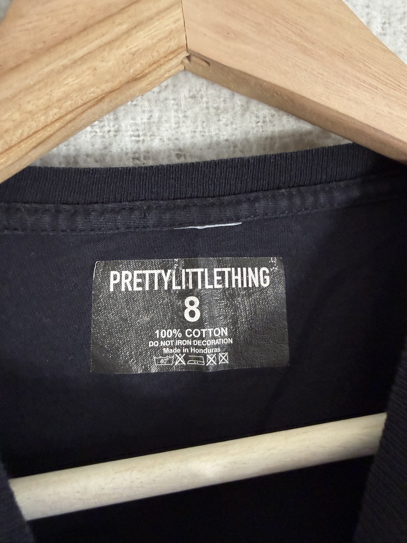 PrettyLittleThing Black Crop T-Shirt UK 8 Cotton Casual Summer Top image 4