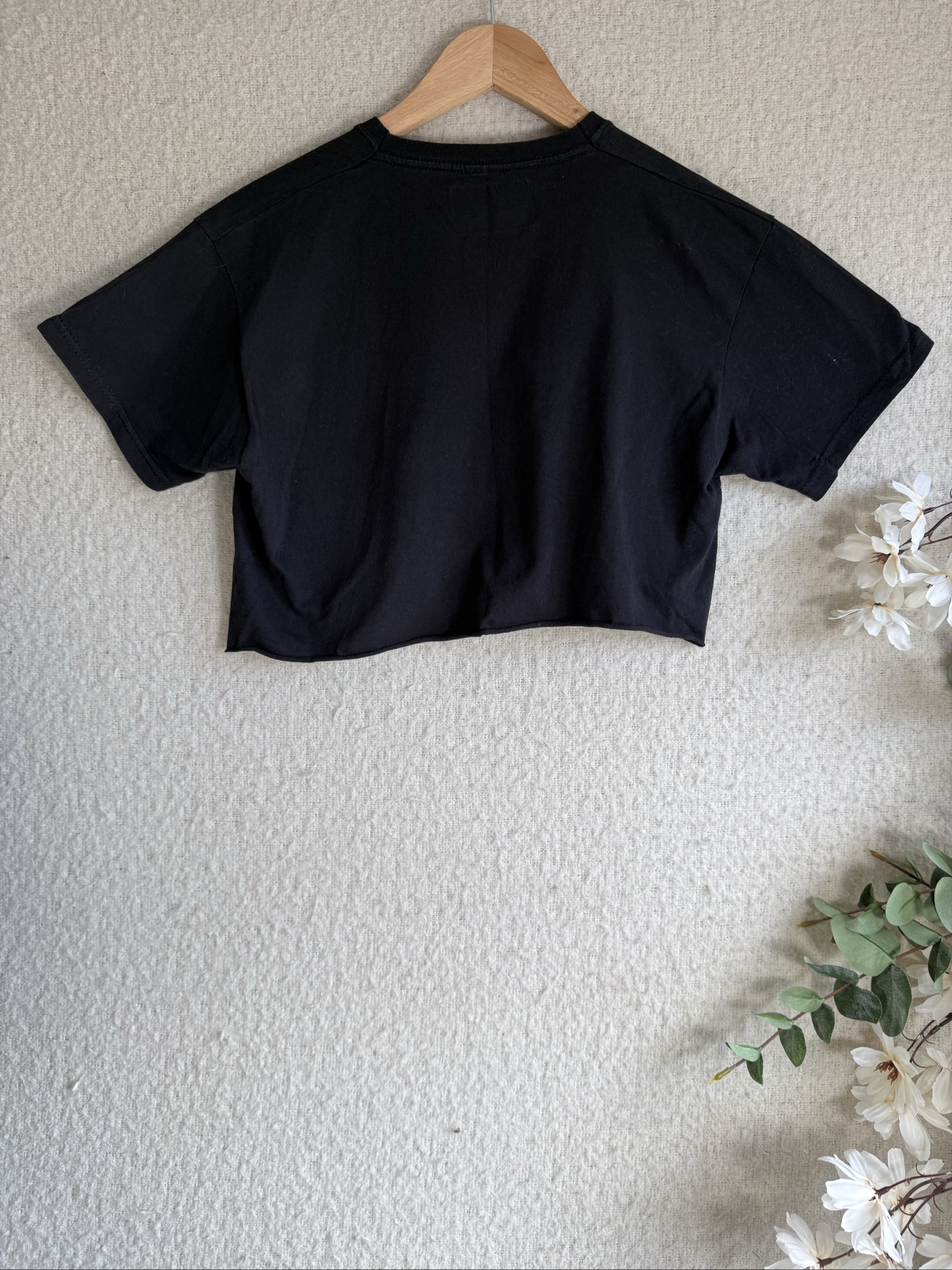 PrettyLittleThing Black Crop T-Shirt UK 8 Cotton Casual Summer Top image 5