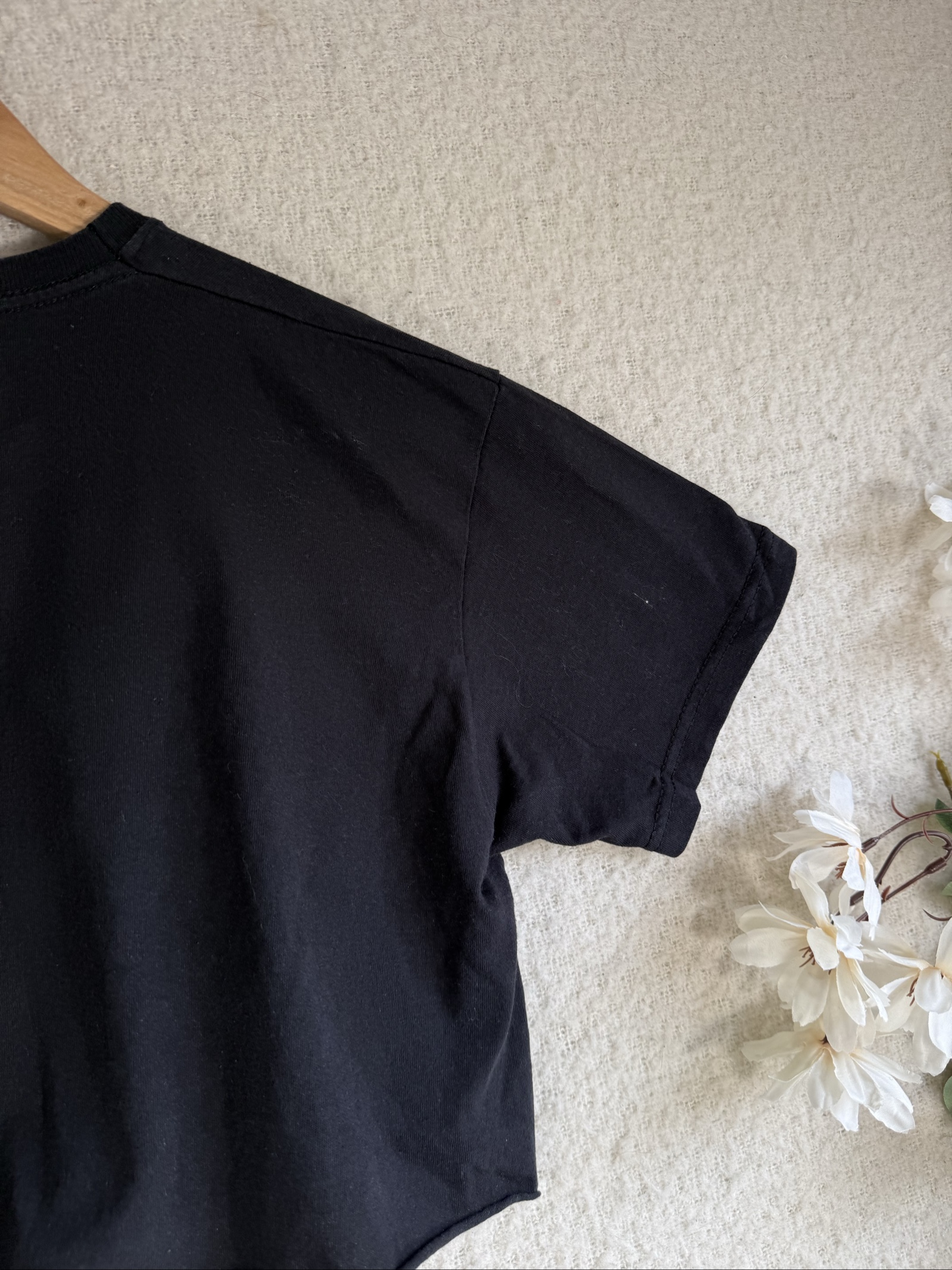 PrettyLittleThing Black Crop T-Shirt UK 8 Cotton Casual Summer Top image 6