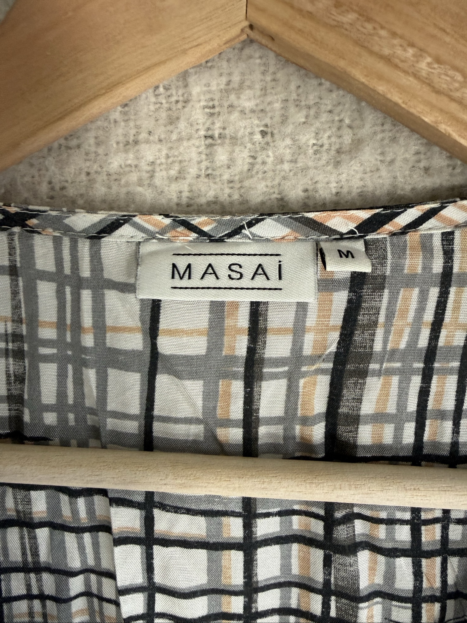 Masai Grey & Black Checked Midi Dress with Tie Belt UK Medium Elegant Casual image 3