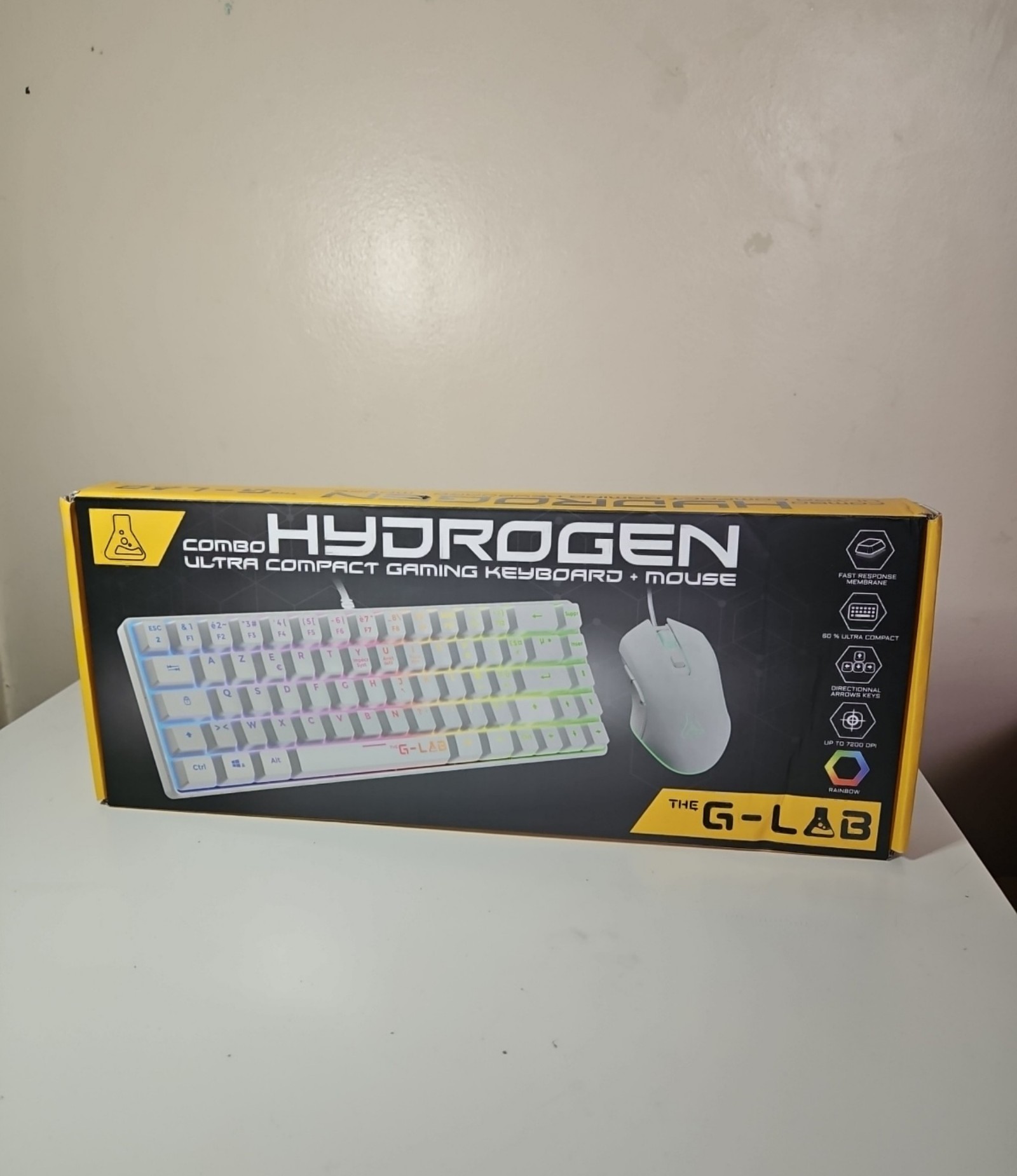 G-Lab Hydrogen White Ultra Compact Gaming Keyboard & Mouse Combo- Opened Box