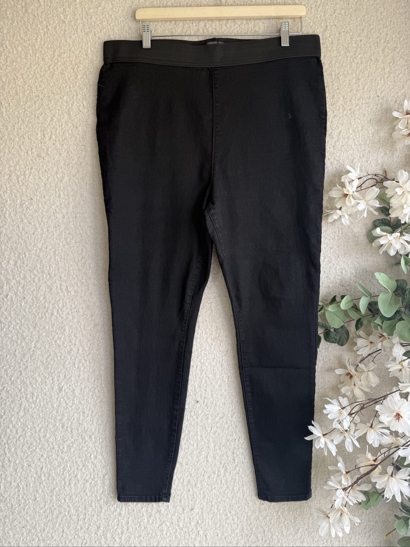 Papaya Black Denim Jeggings UK 18 Stretch Cotton Polyester Elastane