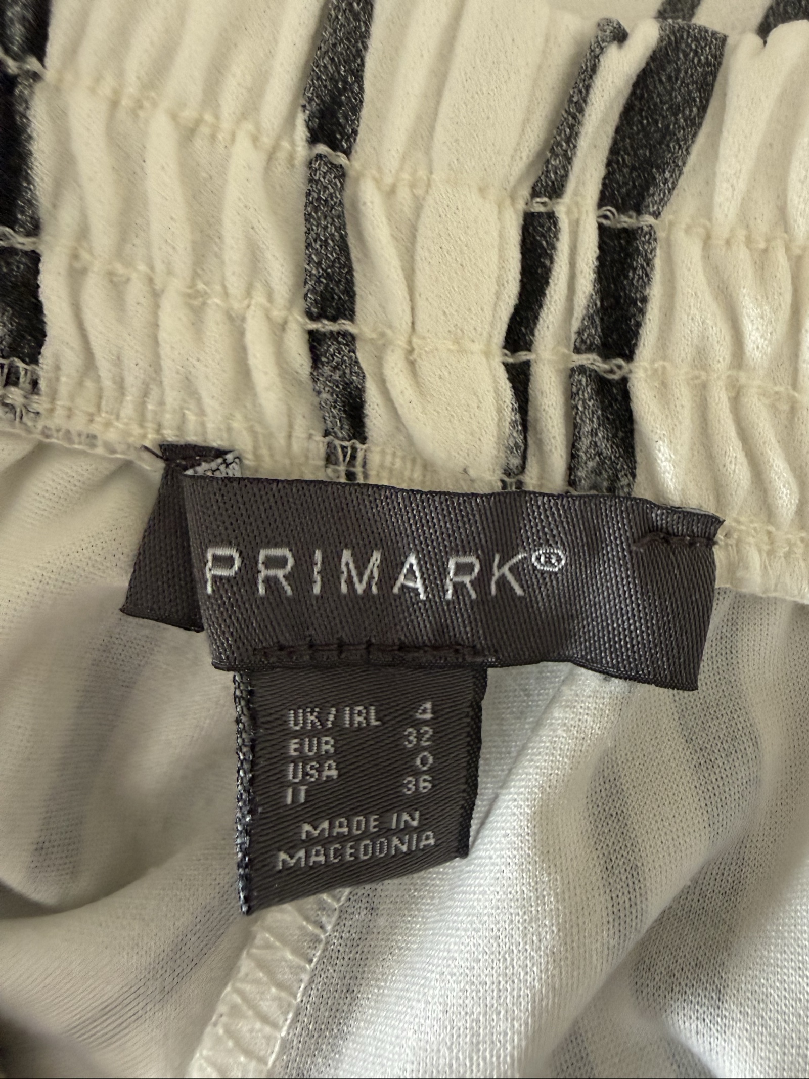Primark White & Black Striped Trousers UK 4 Elegant Relaxed Fit Style image 3
