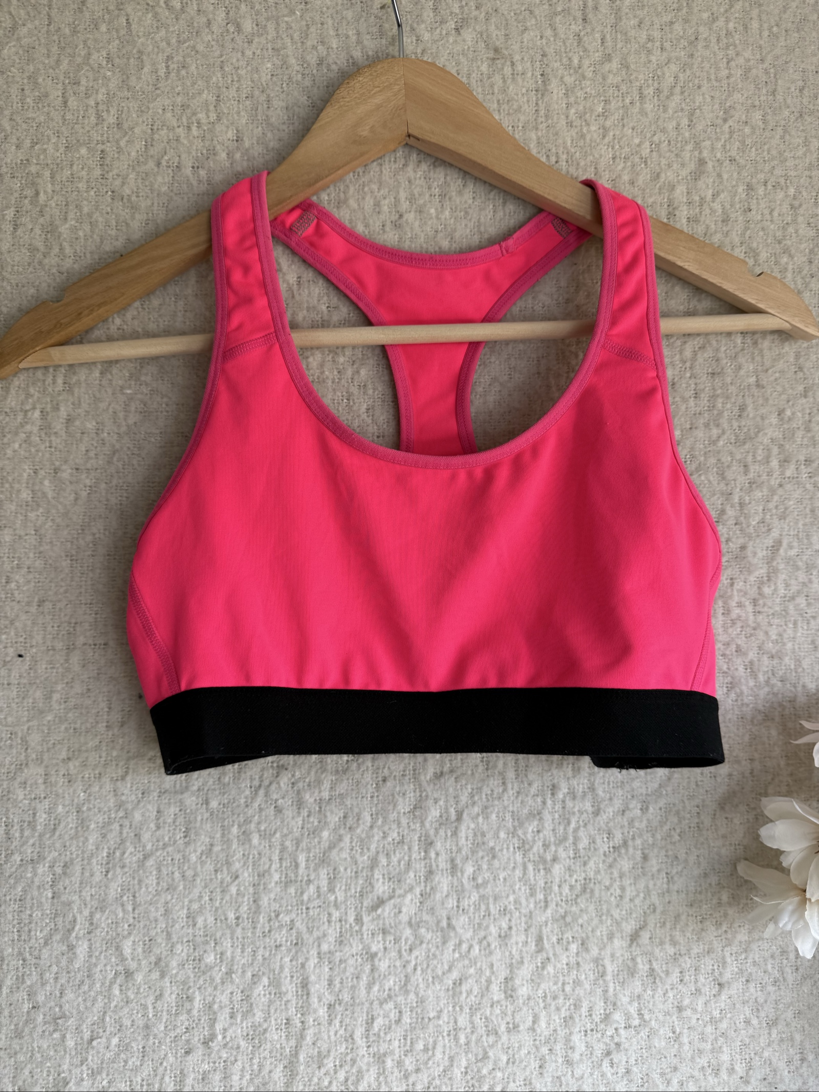 Champion Pink & Black Sports Crop Top Medium Lightweight Racerback Activewear
