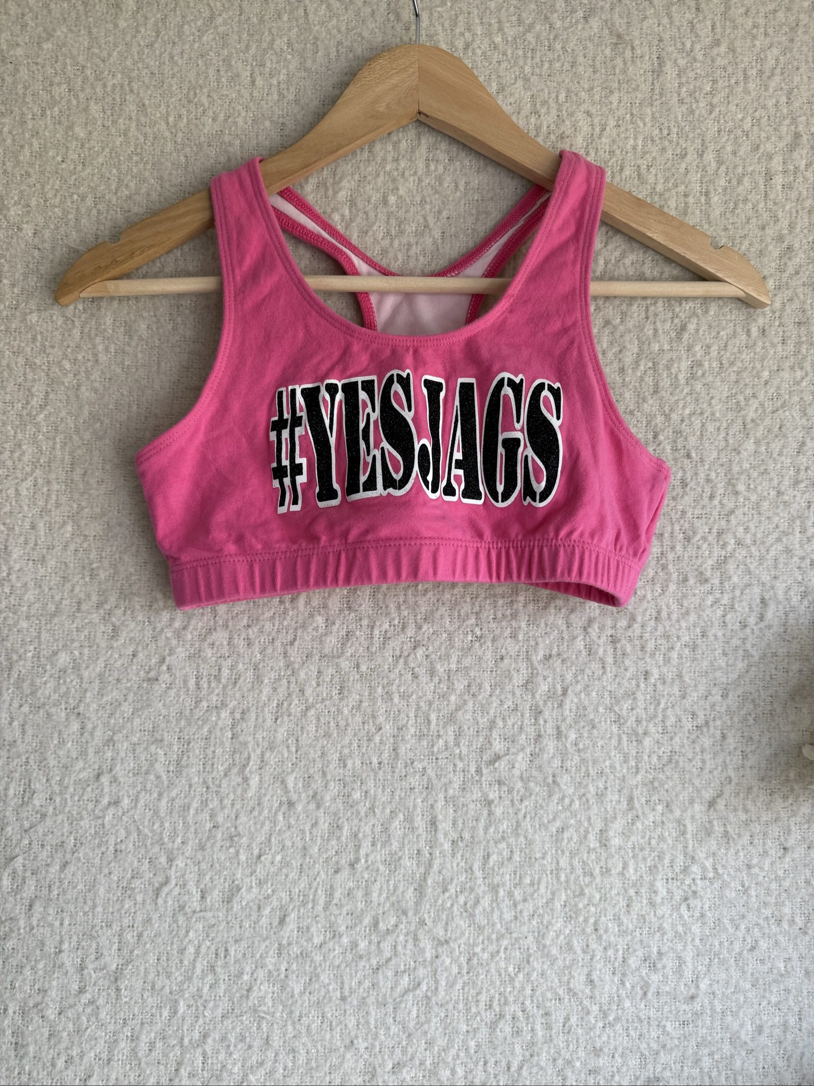 Fizzazz Pink Sports Bra Crop Top UK Small #YESJAGS Stretchy Fitness Gym