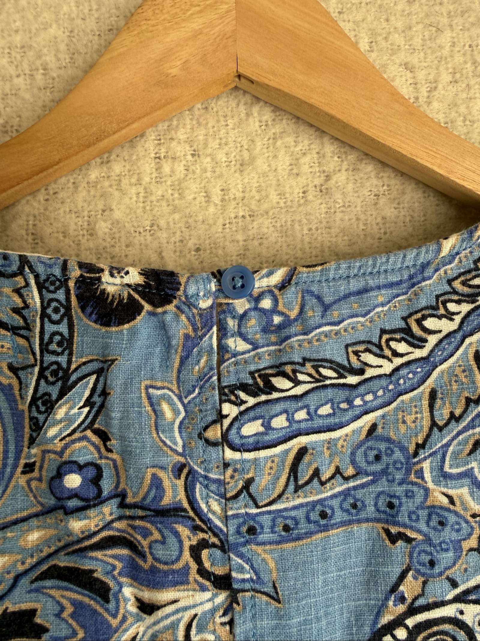 Next Blue Paisley Print Sleeveless Shift Dress UK 12 Crochet Detail Trendy image 5