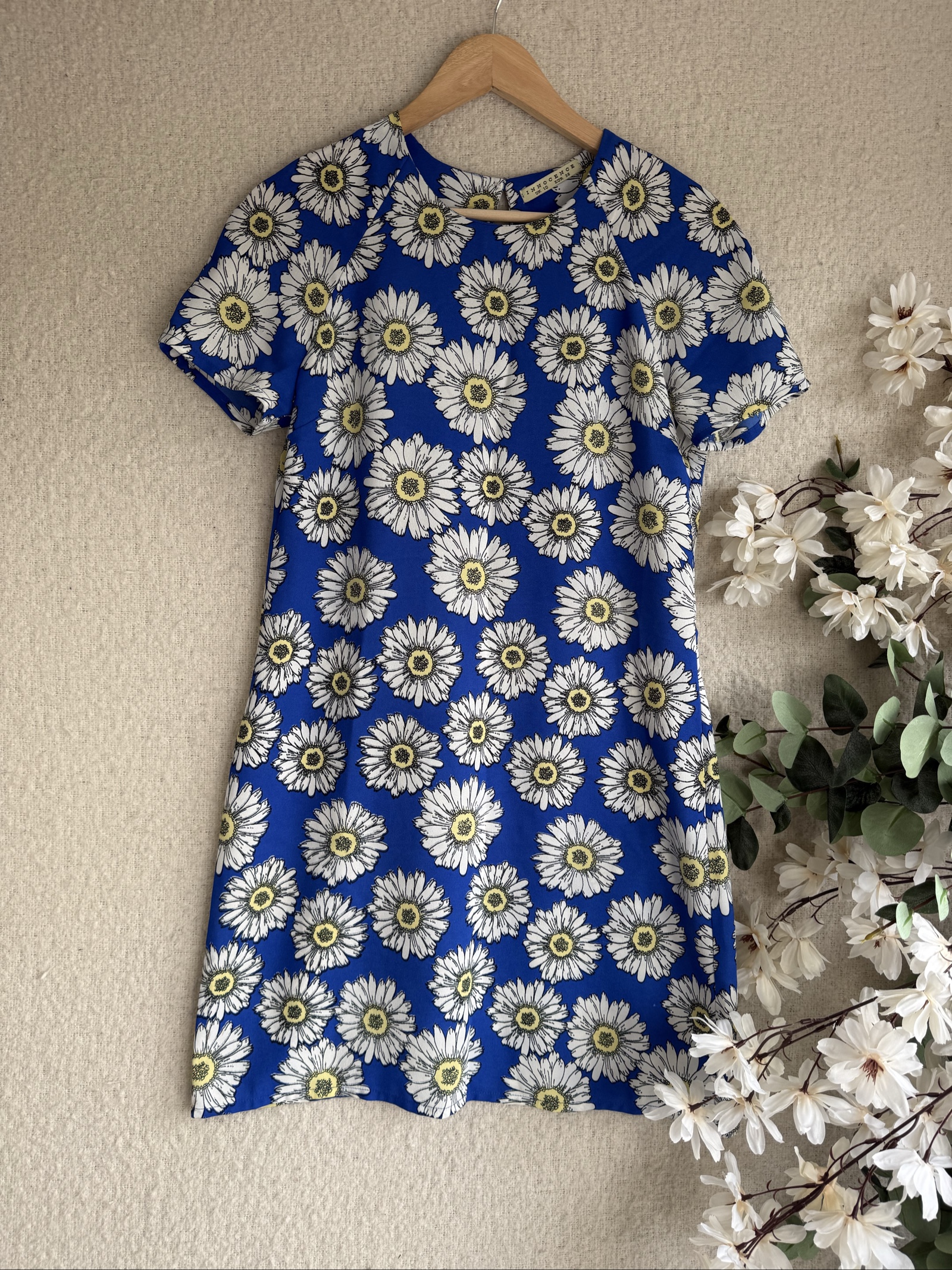 Innocence Blue Floral Daisy Print Dress UK 10 Cute Spring Summer Style