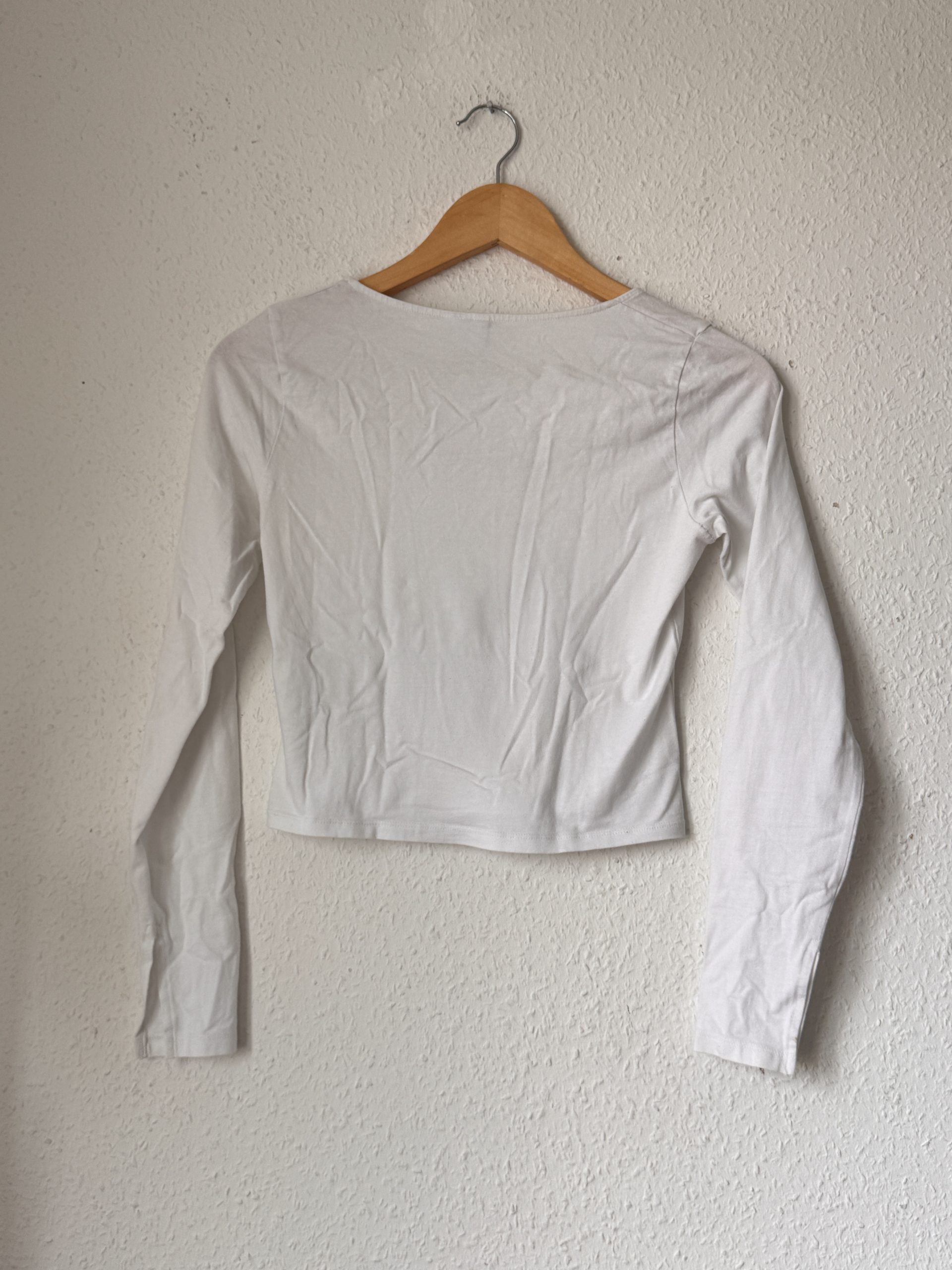 H&M Divided White Long Sleeve Crop Top Small Cotton Blend 2878 image 9