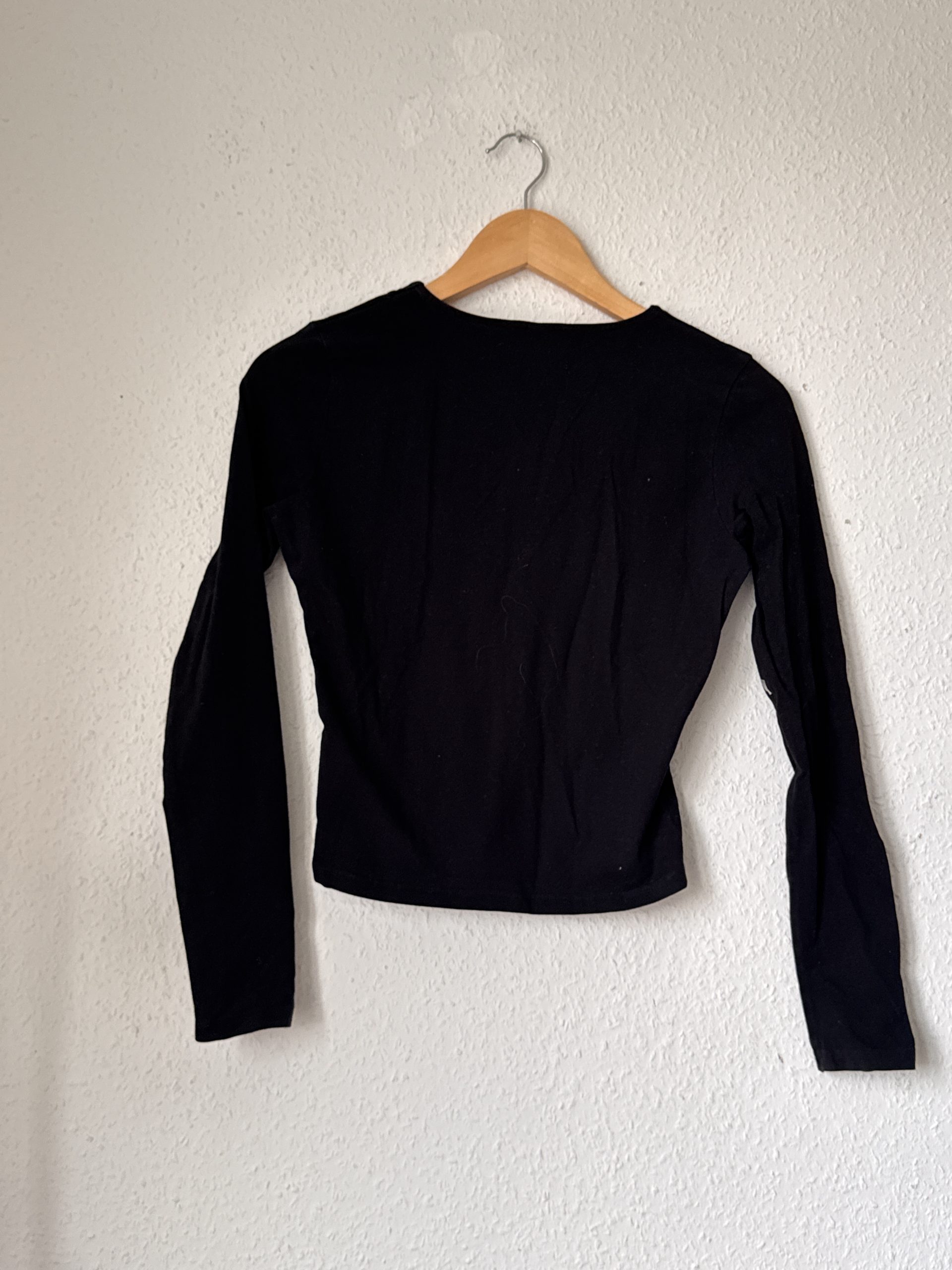 H&M Black Long Sleeve Twist Front Top Small 2880 image 7