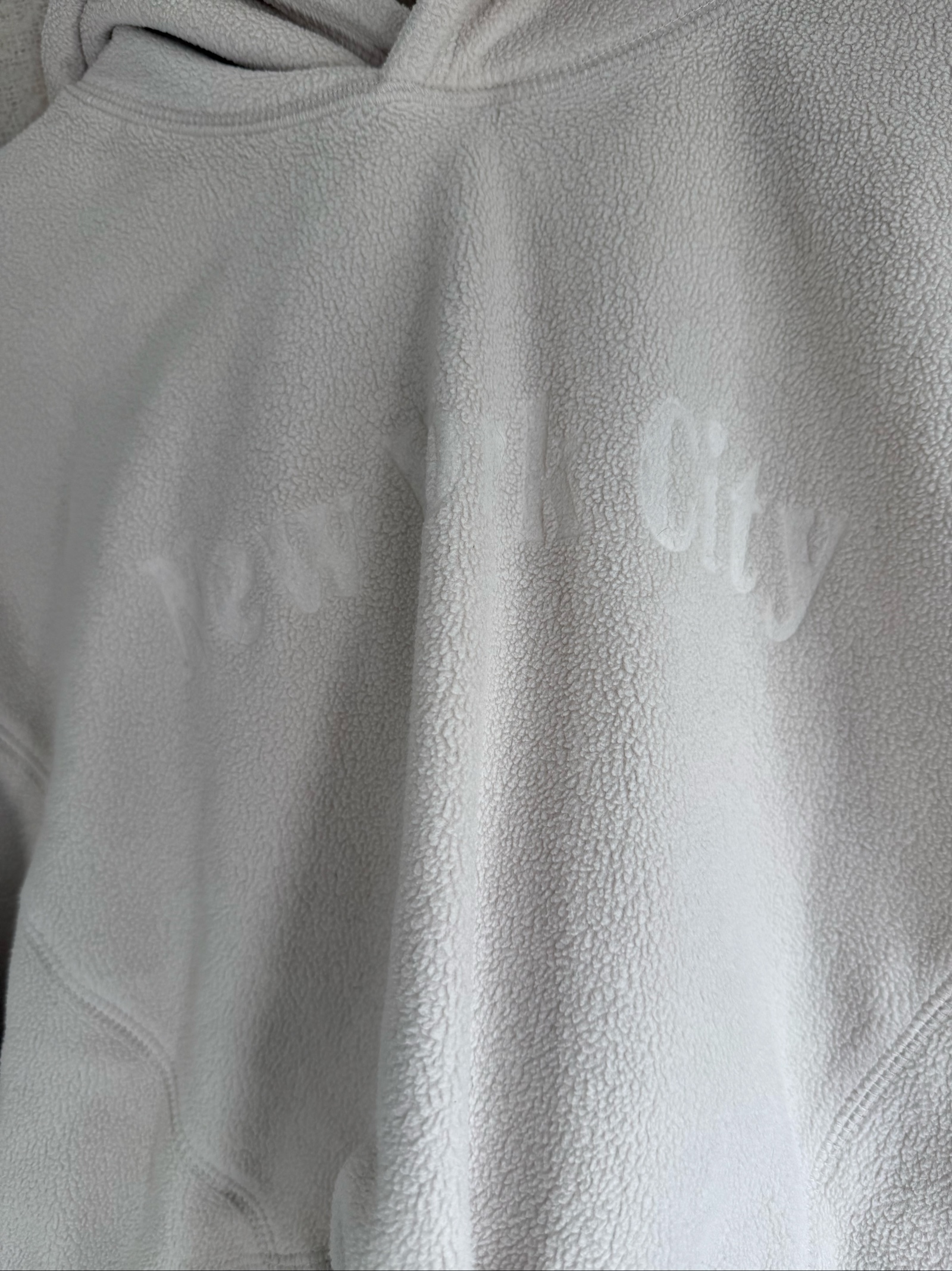 Primark Cream Fleece Hooded Cropped Sweatshirt Medium Soft Cozy Casual image 3