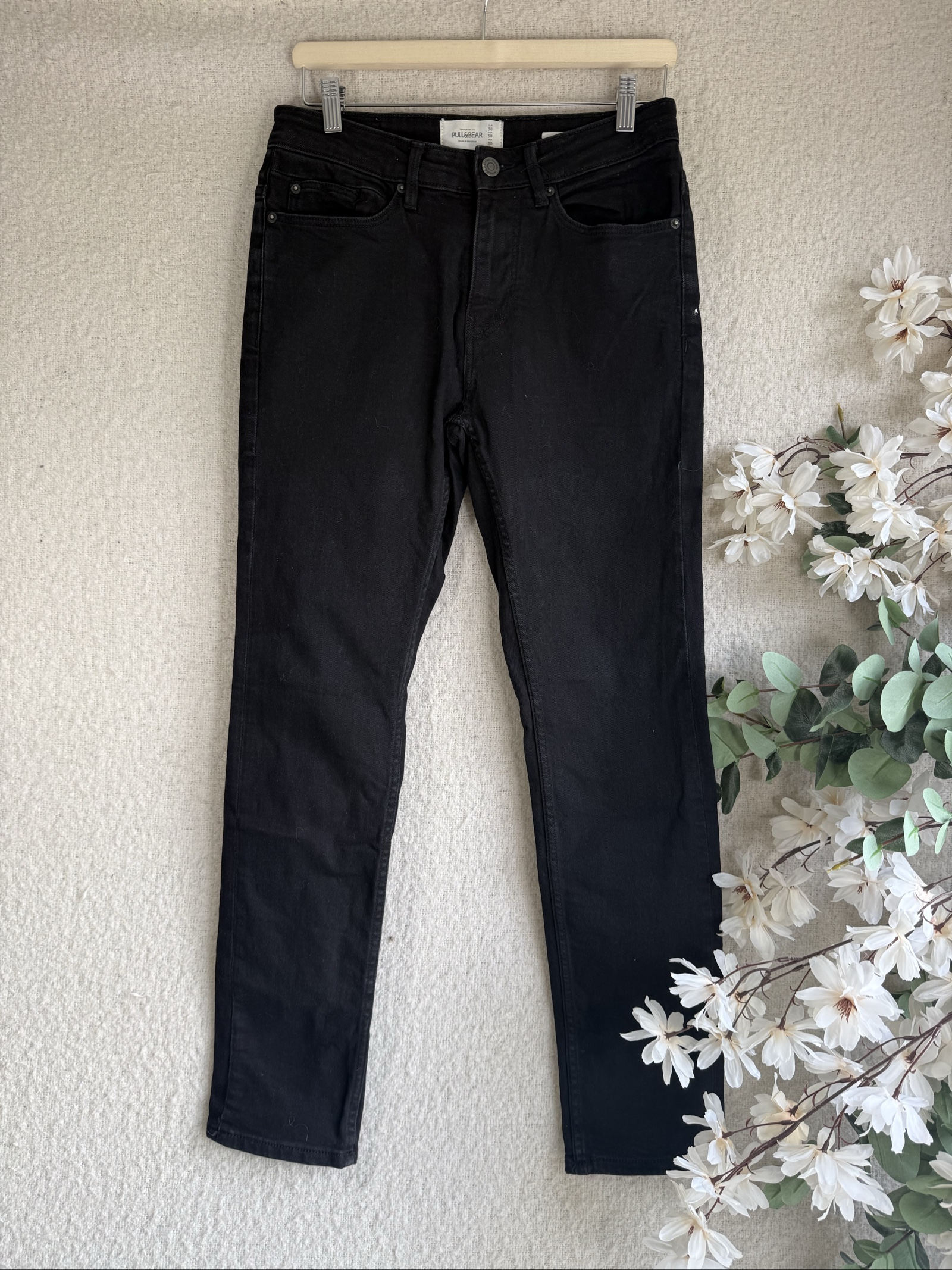 Pull&Bear Black Skinny Jeans Slim Fit Denim Pants UK 10 Classic Style