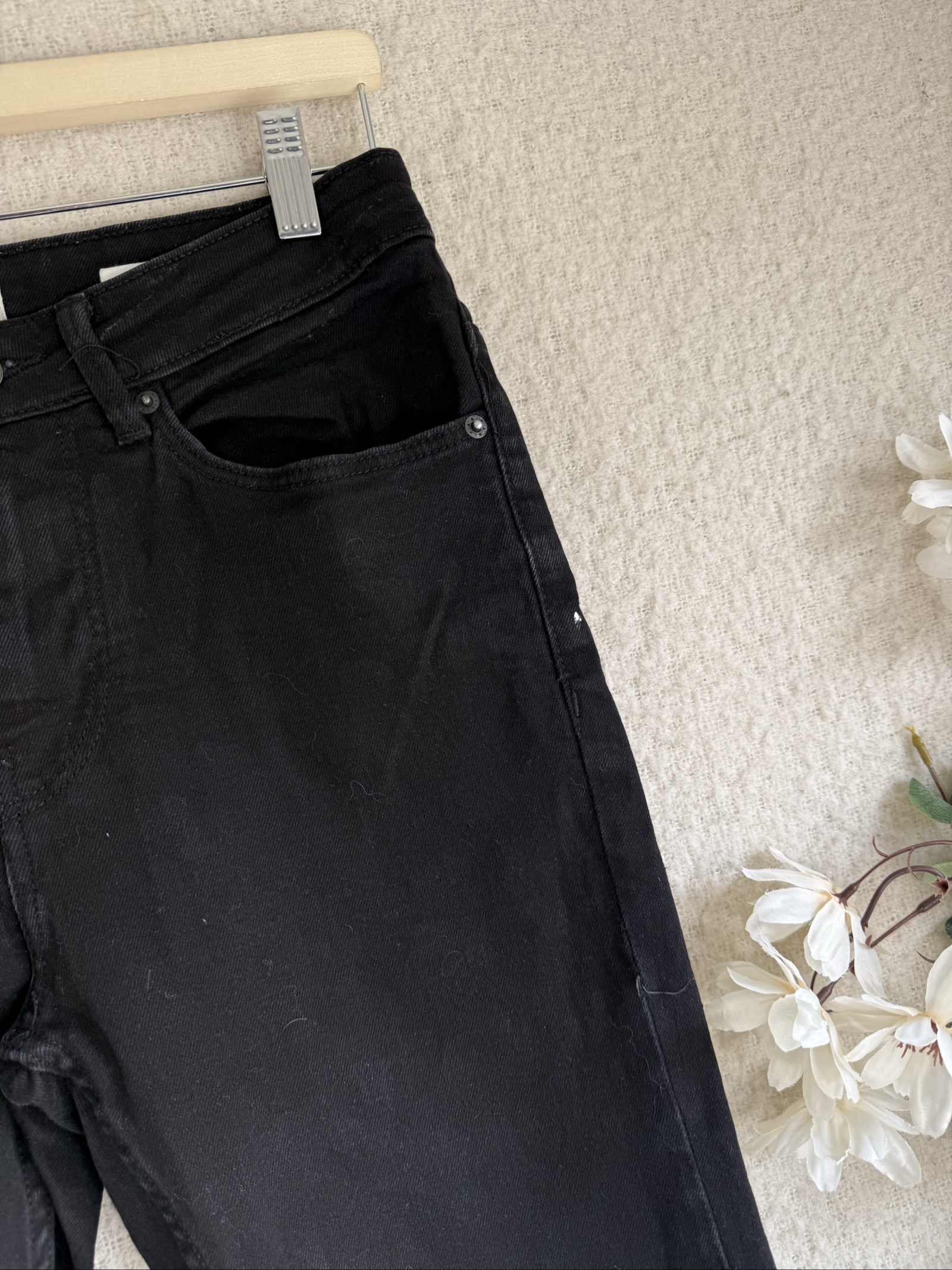 Pull&Bear Black Skinny Jeans Slim Fit Denim Pants UK 10 Classic Style image 2