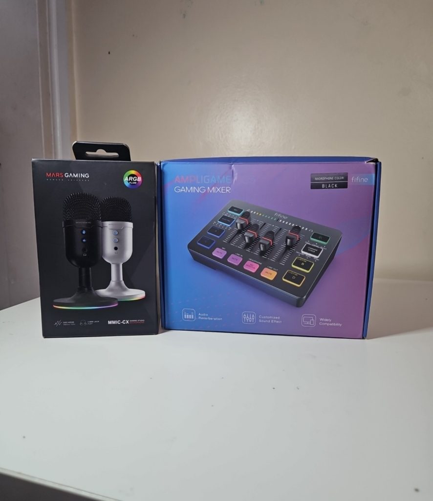 Mars Gaming MMIC-CX Black ARGB Studio Microphone & Fifine Black AmpliGame Gaming Mixer