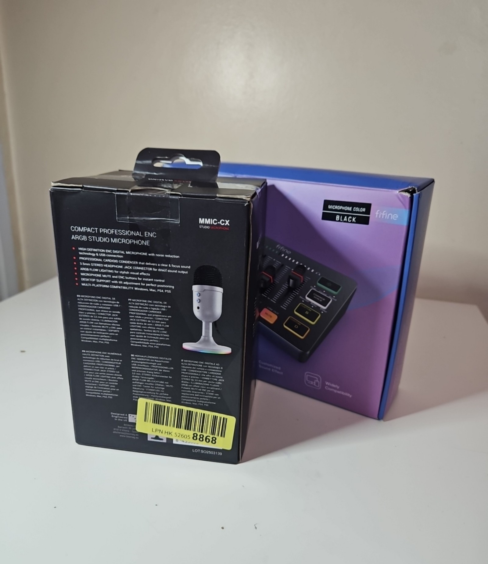 Mars Gaming MMIC-CX Black ARGB Studio Microphone & Fifine Black AmpliGame Gaming Mixer image 3