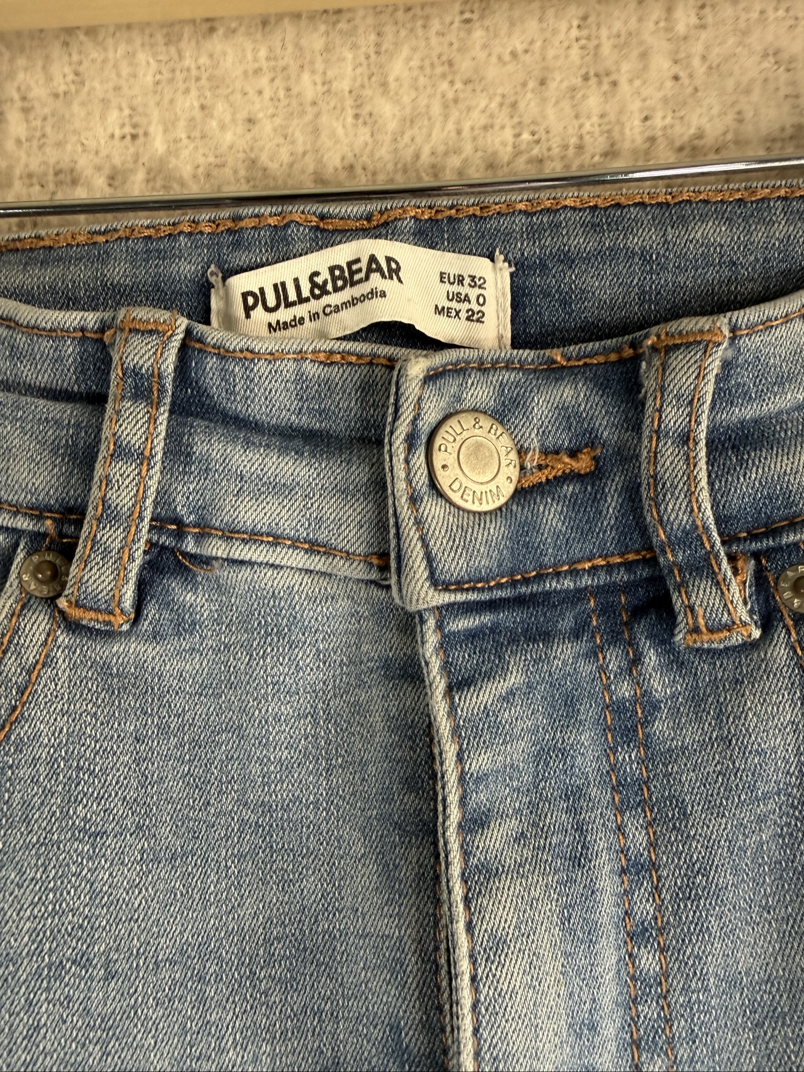Pull&Bear Light Blue Denim Skinny Jeans UK 6 High Waist Stretch Slim Fit image 3