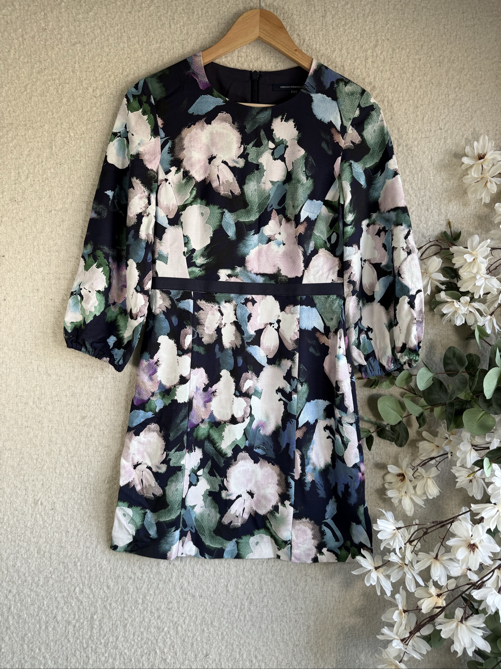 French Connection Floral Print Dress UK 8 Elegant Occasion Midi Dress