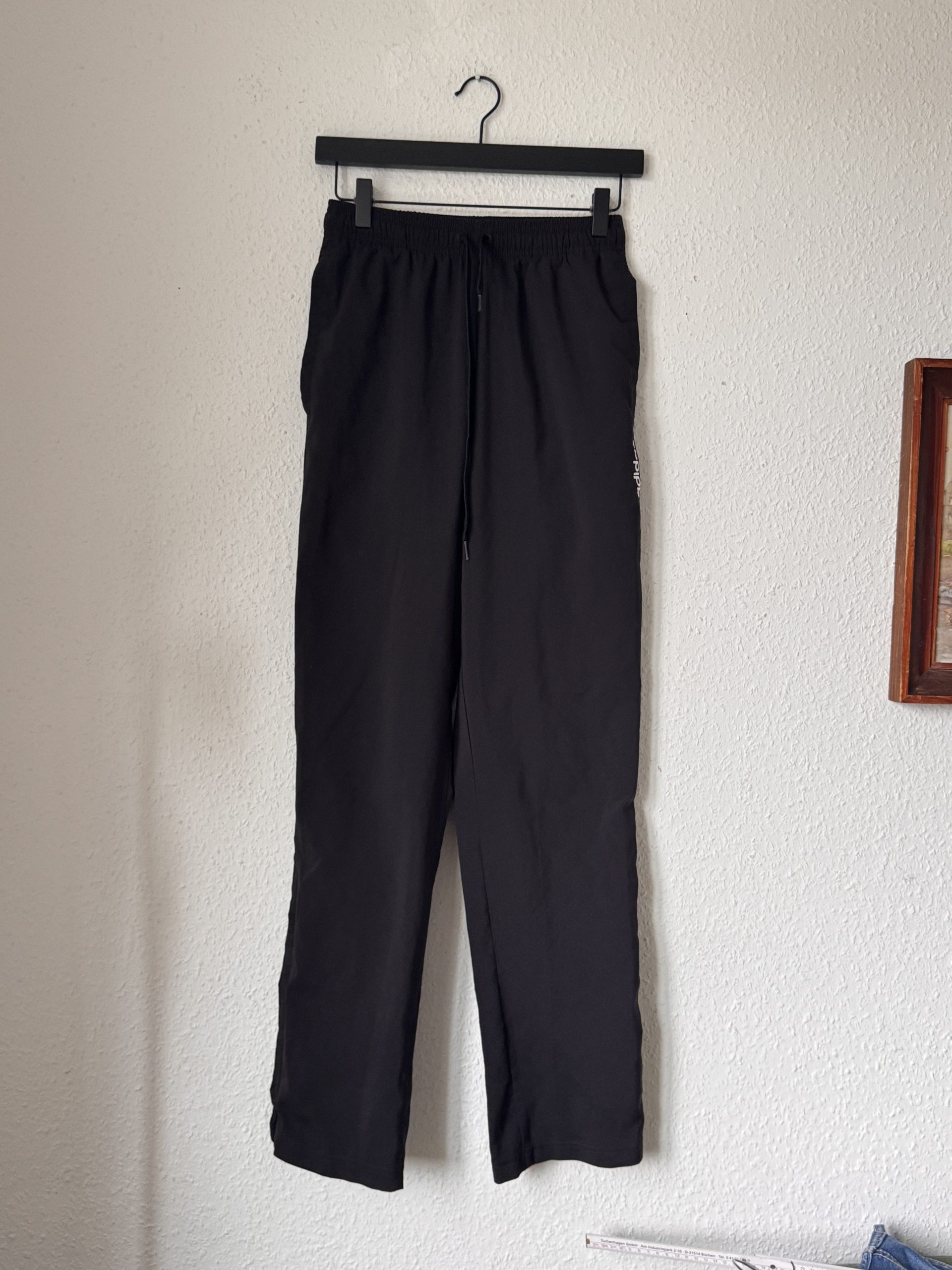 Adidas Black Track Pants M Elastic Waist Drawstring 2886