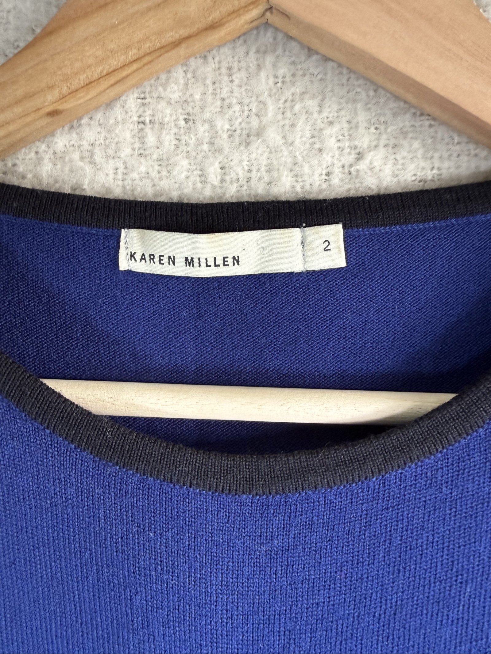 Karen Millen Blue Grey Black Colourblock Ruched Waist Knit Dress UK 2 Stylish Chic image 4