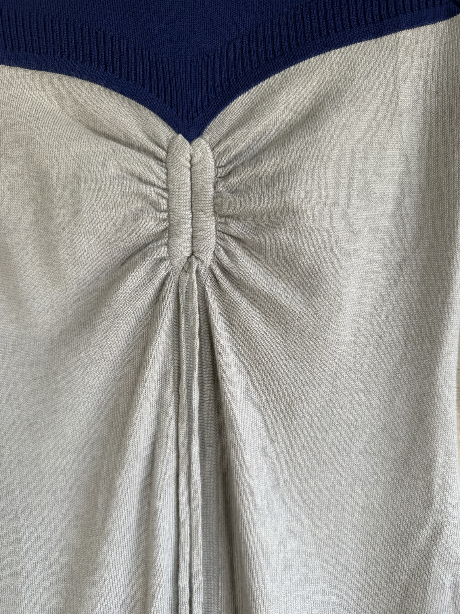 Karen Millen Blue Grey Black Colourblock Ruched Waist Knit Dress UK 2 Stylish Chic image 5