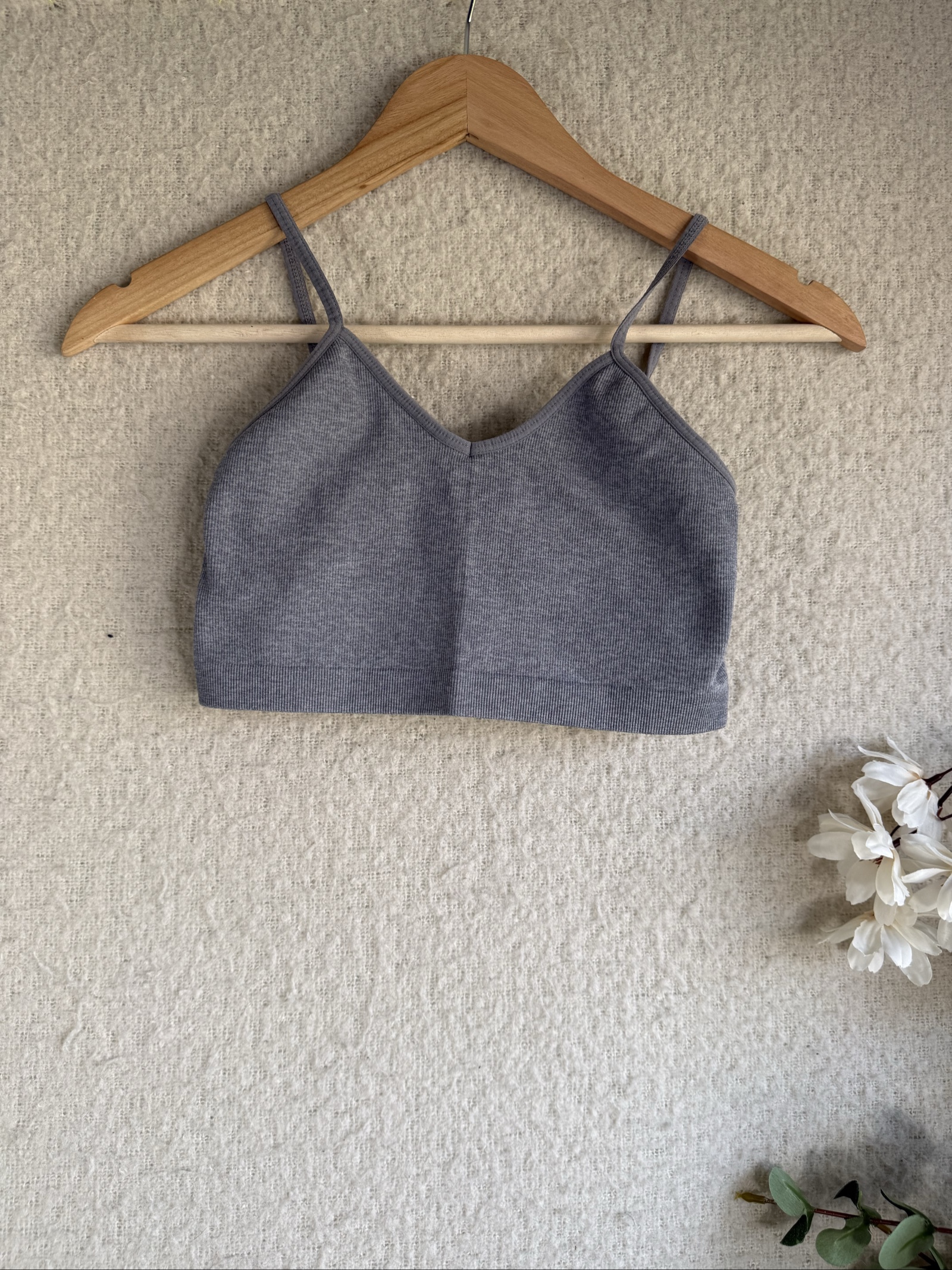 George Grey Ribbed Crop Top Bralette UK Small Soft Stretchy Fabric