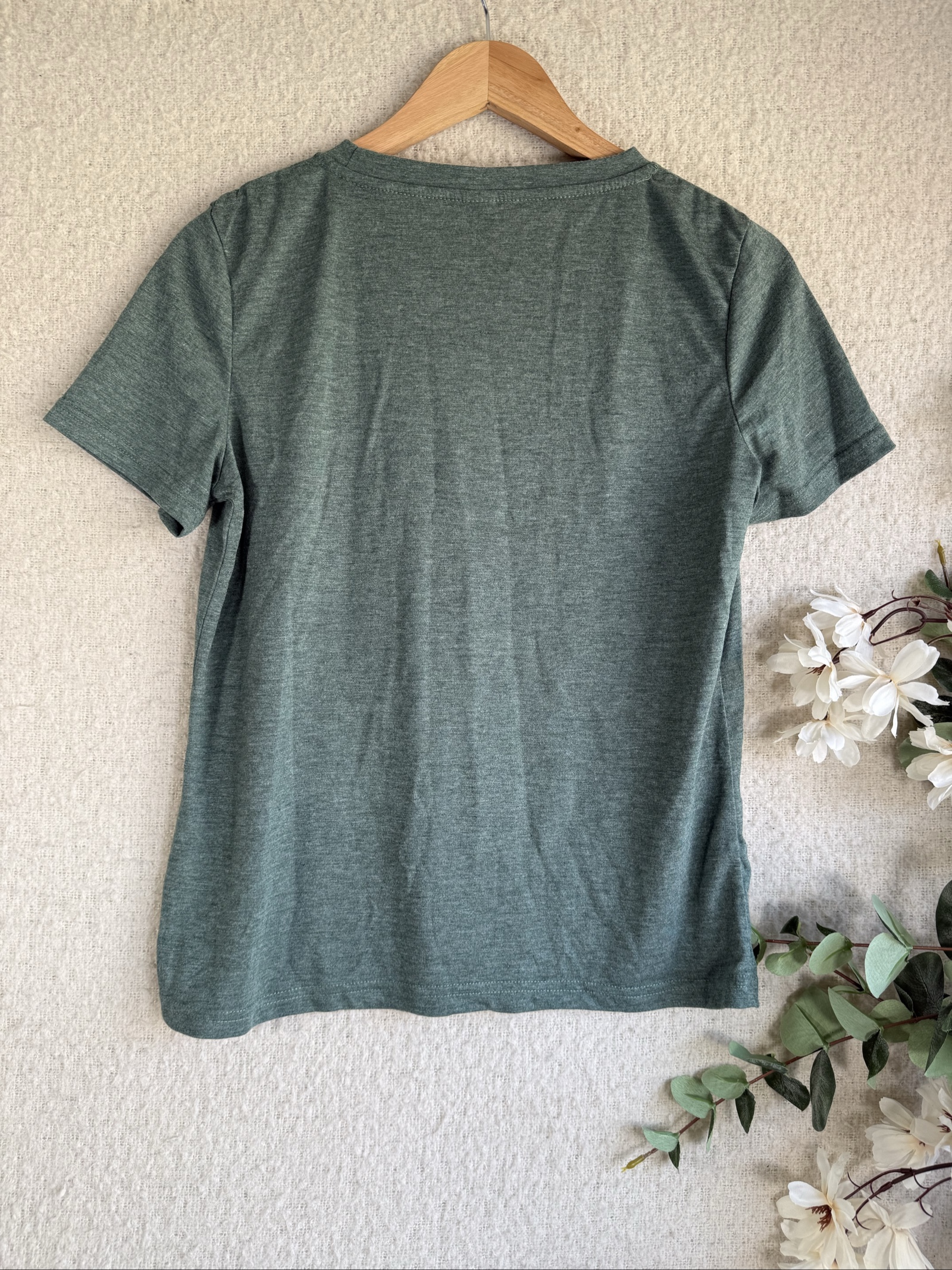 Shein Green Short Sleeve T-Shirt Medium Stylish Button Detail Casual Top image 4