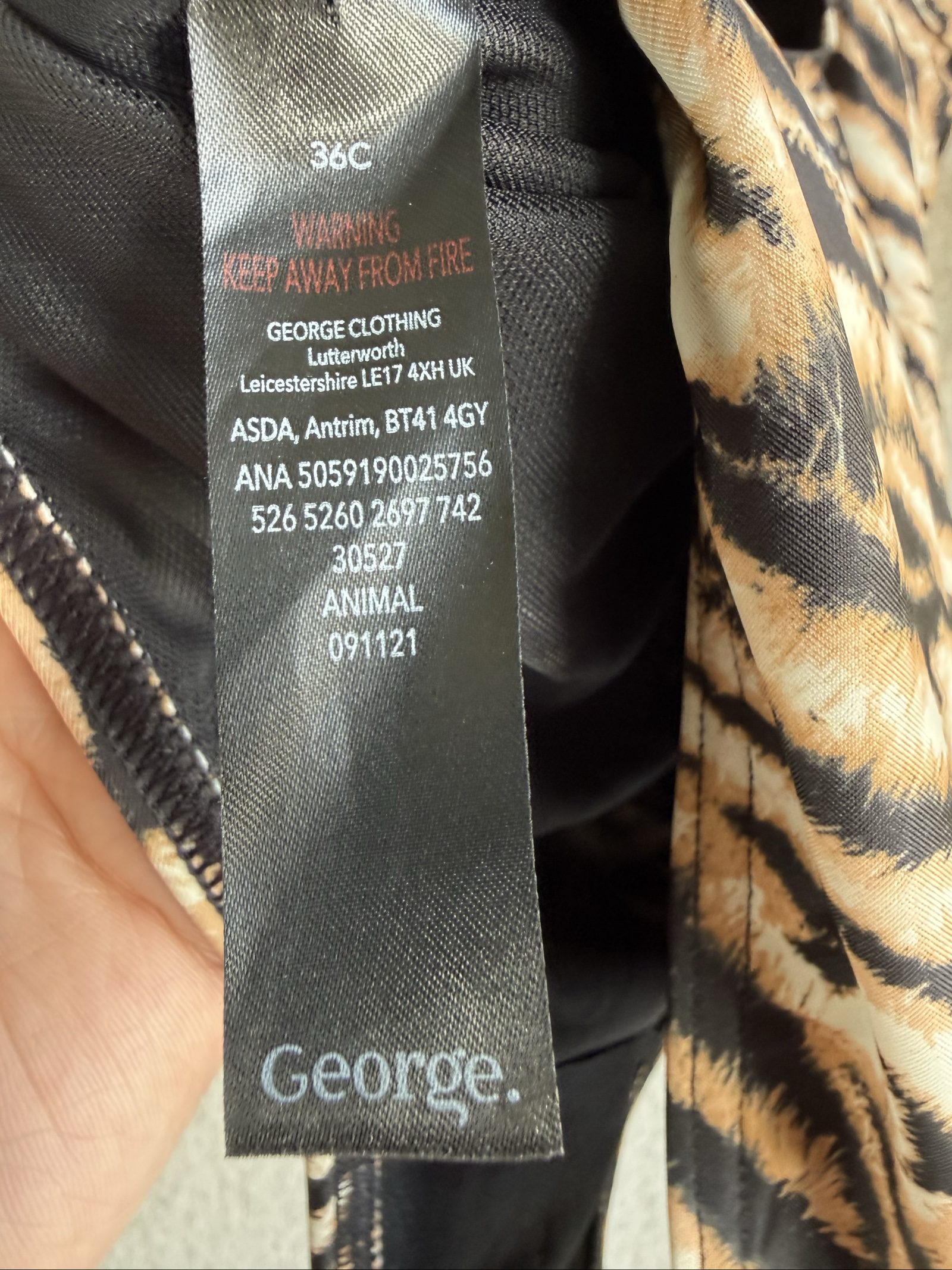 George Animal Print One-Piece Swimsuit UK 36C Underwired Padded Cup image 5