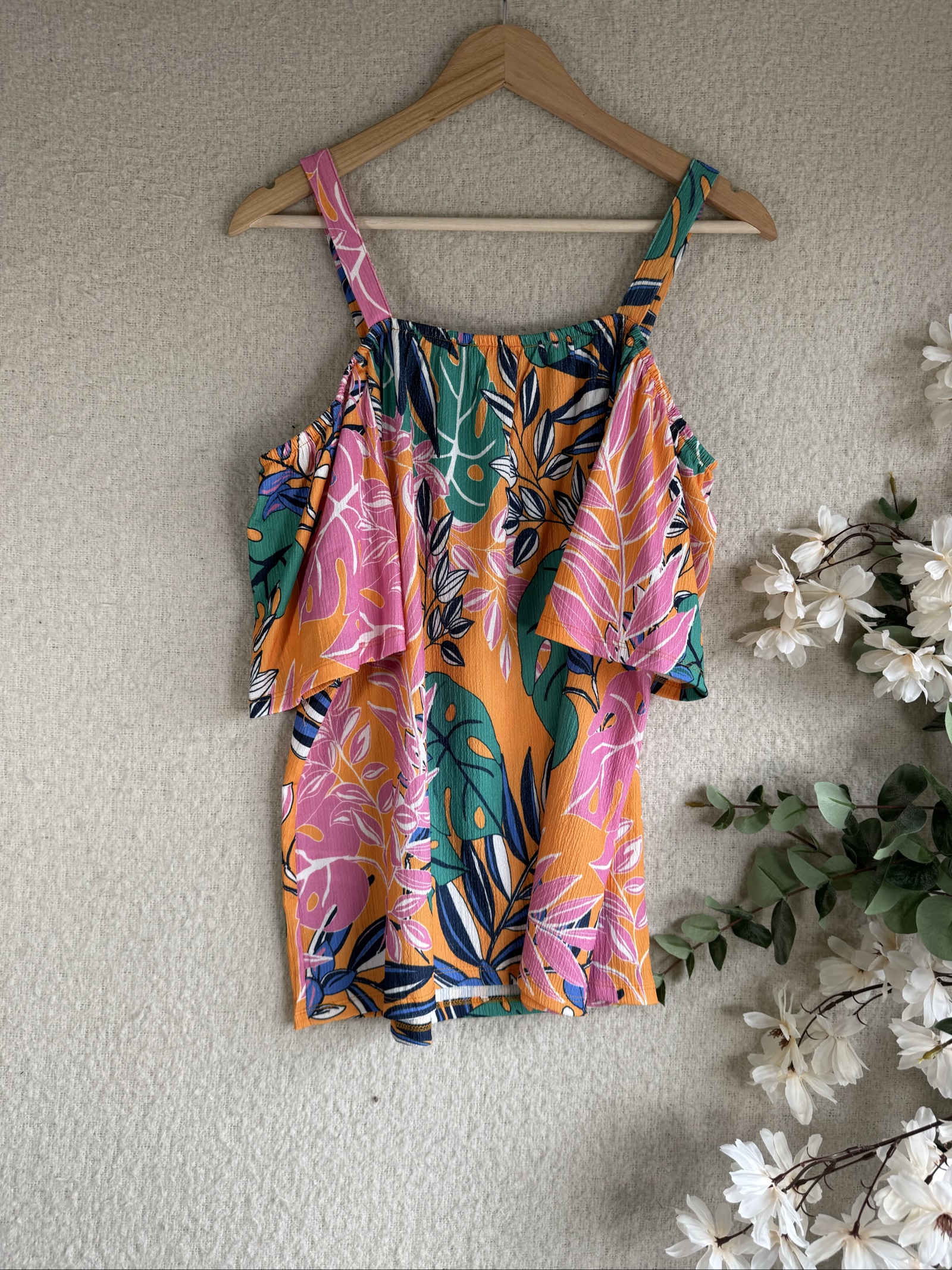 Papaya Multi Colour Floral Cold Shoulder Top UK 16 Summer Casual image 4